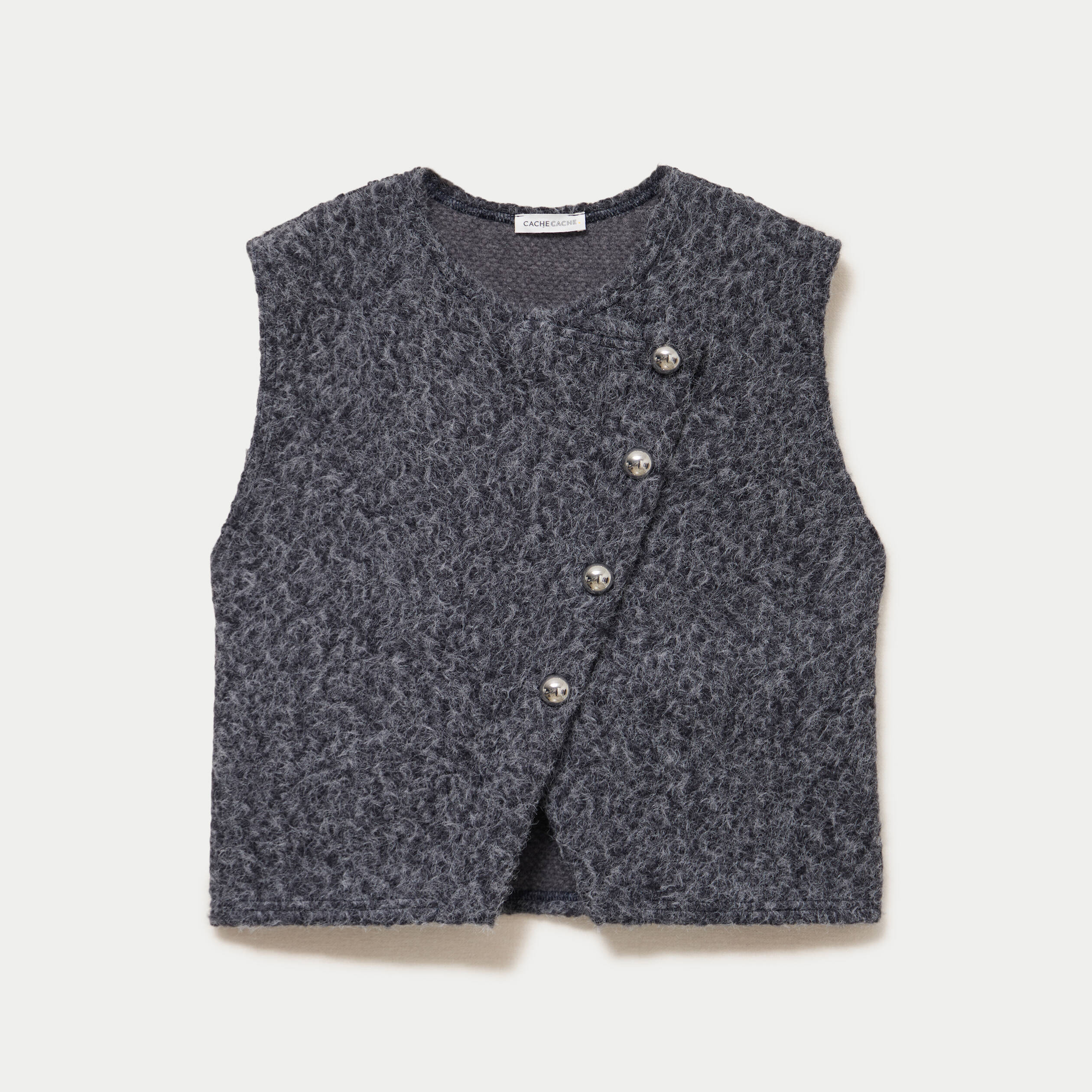 Gilet sans manches gris fonc&eacute; femme