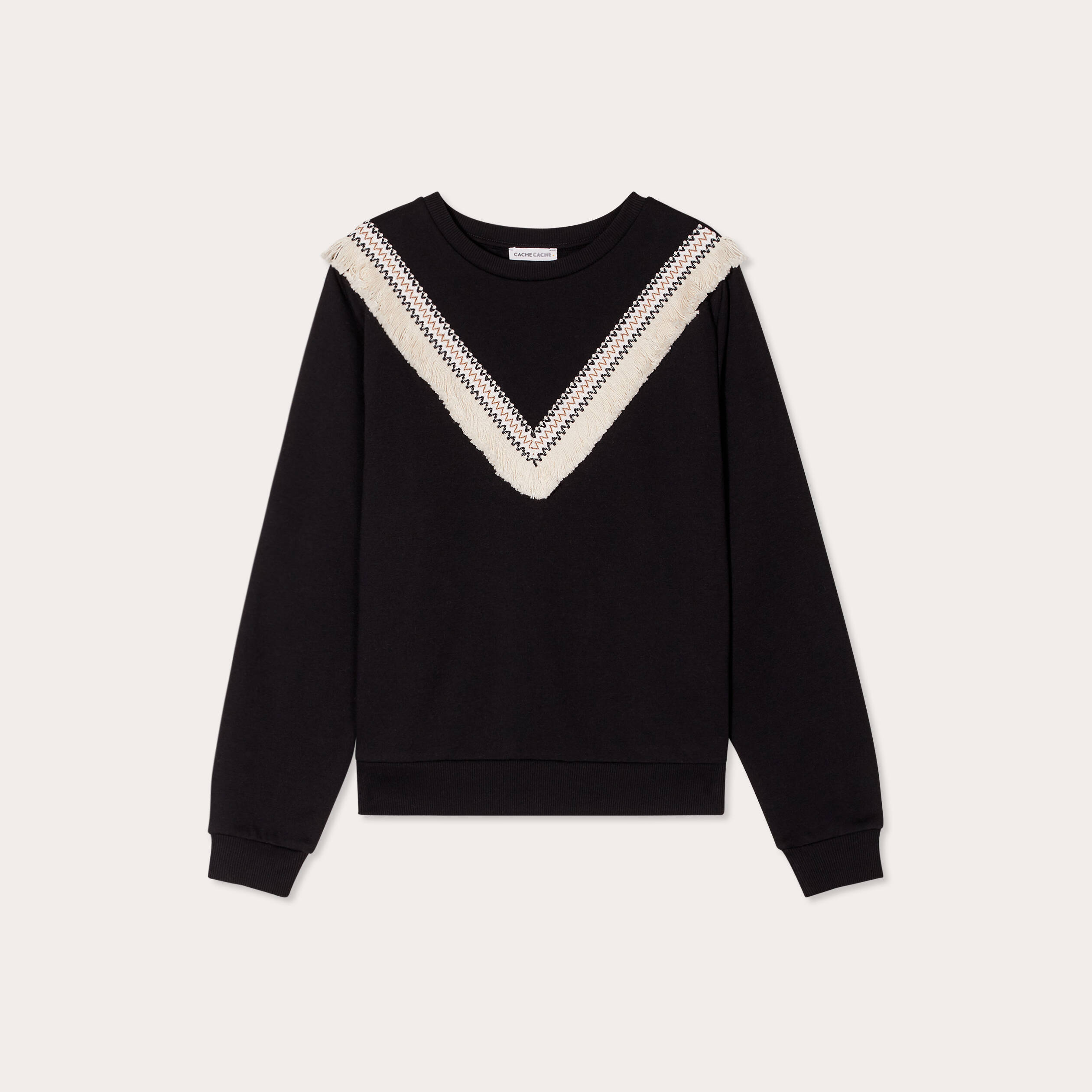 sweat avec franges noir femme Sweat avec franges noir femme