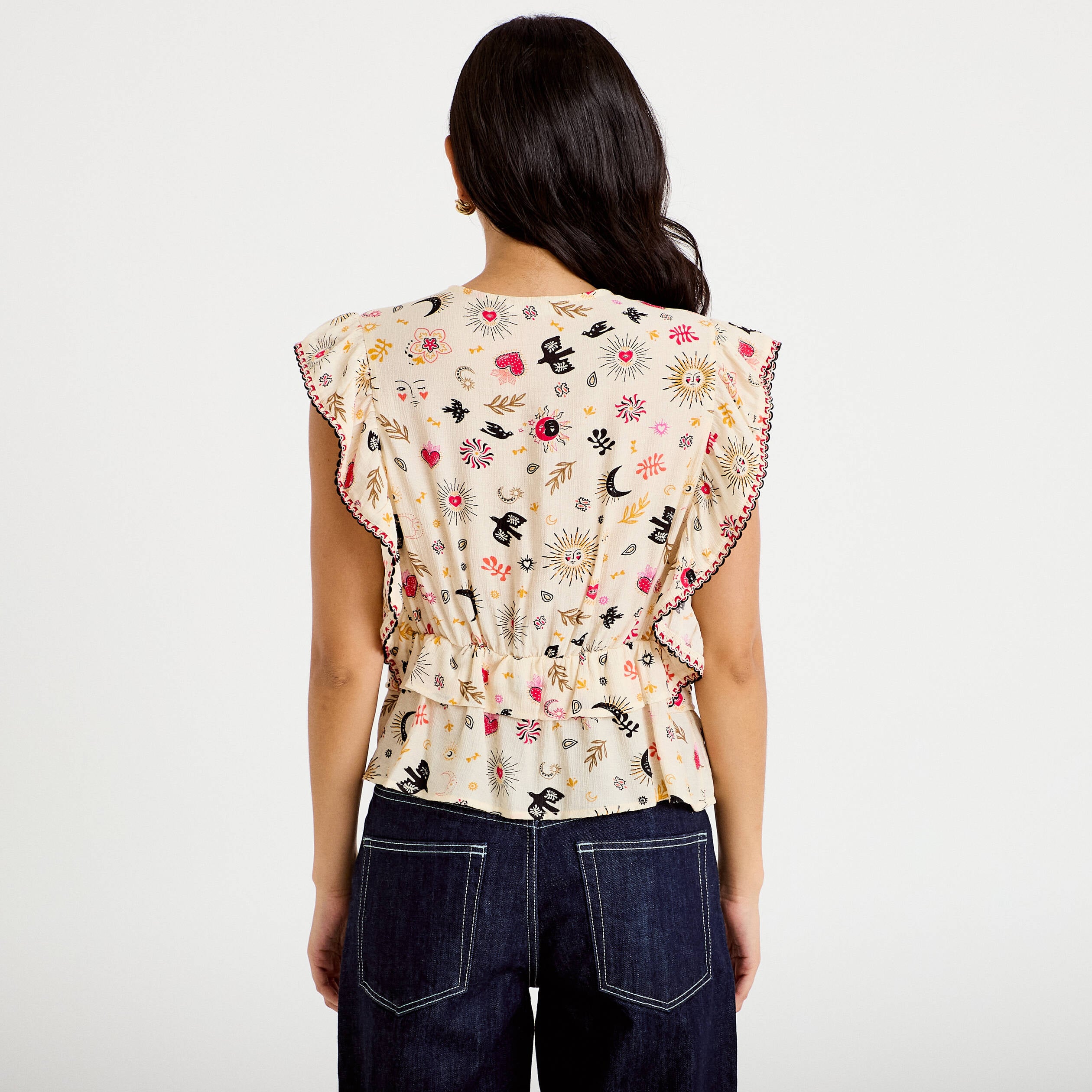 Blouse droite sans manches blanc femme