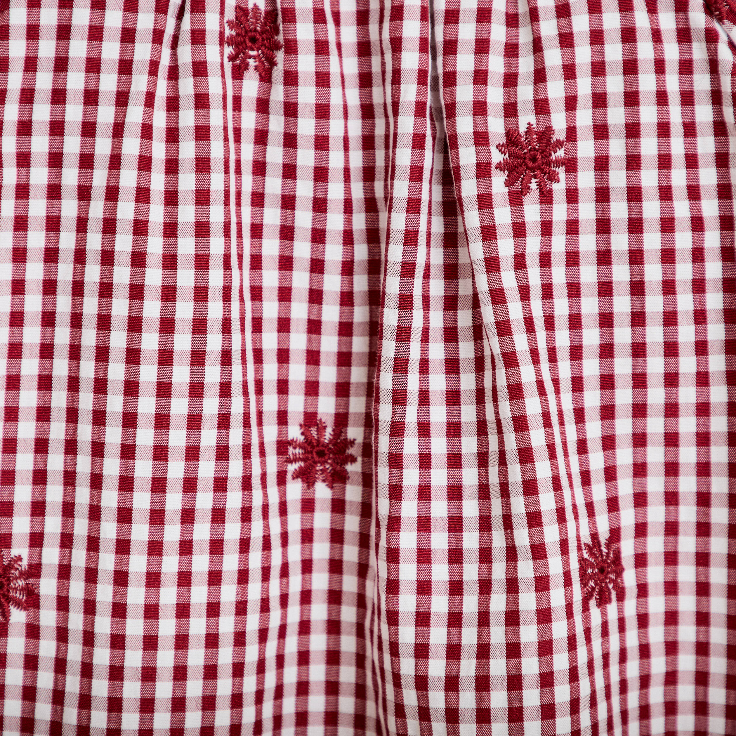 Blouse vichy brod&eacute;e rouge femme