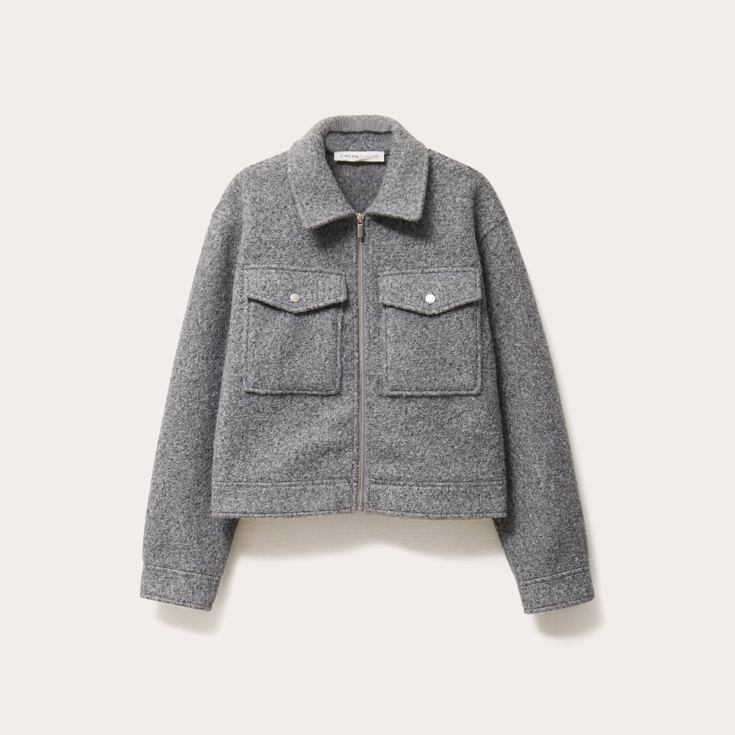 Cache Cache Veste Femme ArgentÃ© Veste Droite Zippée Couleur