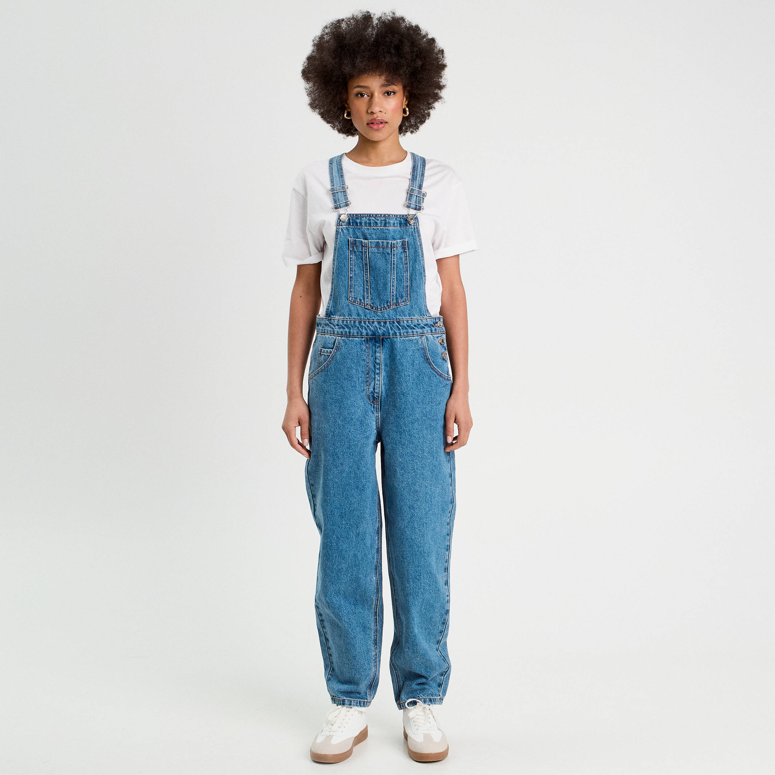 salopette mom en jean denim stone femme Salopette mom en jean denim stone femme