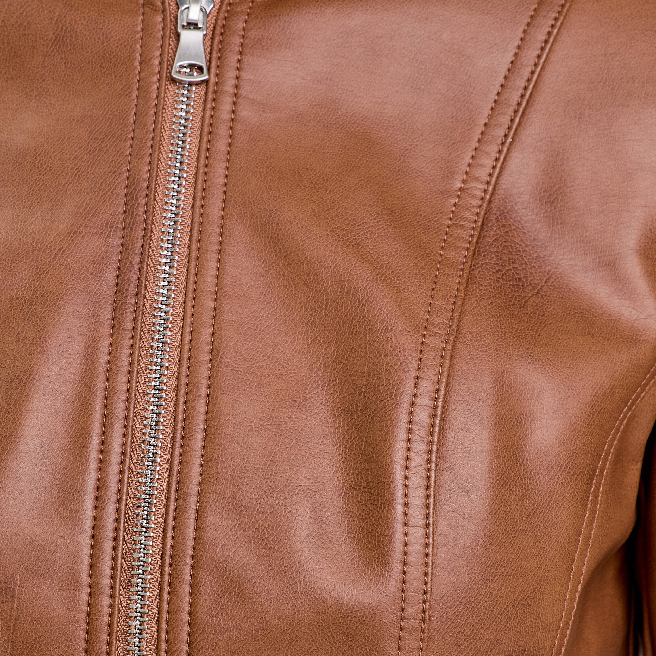 Veste droite zipp&eacute;e beige femme