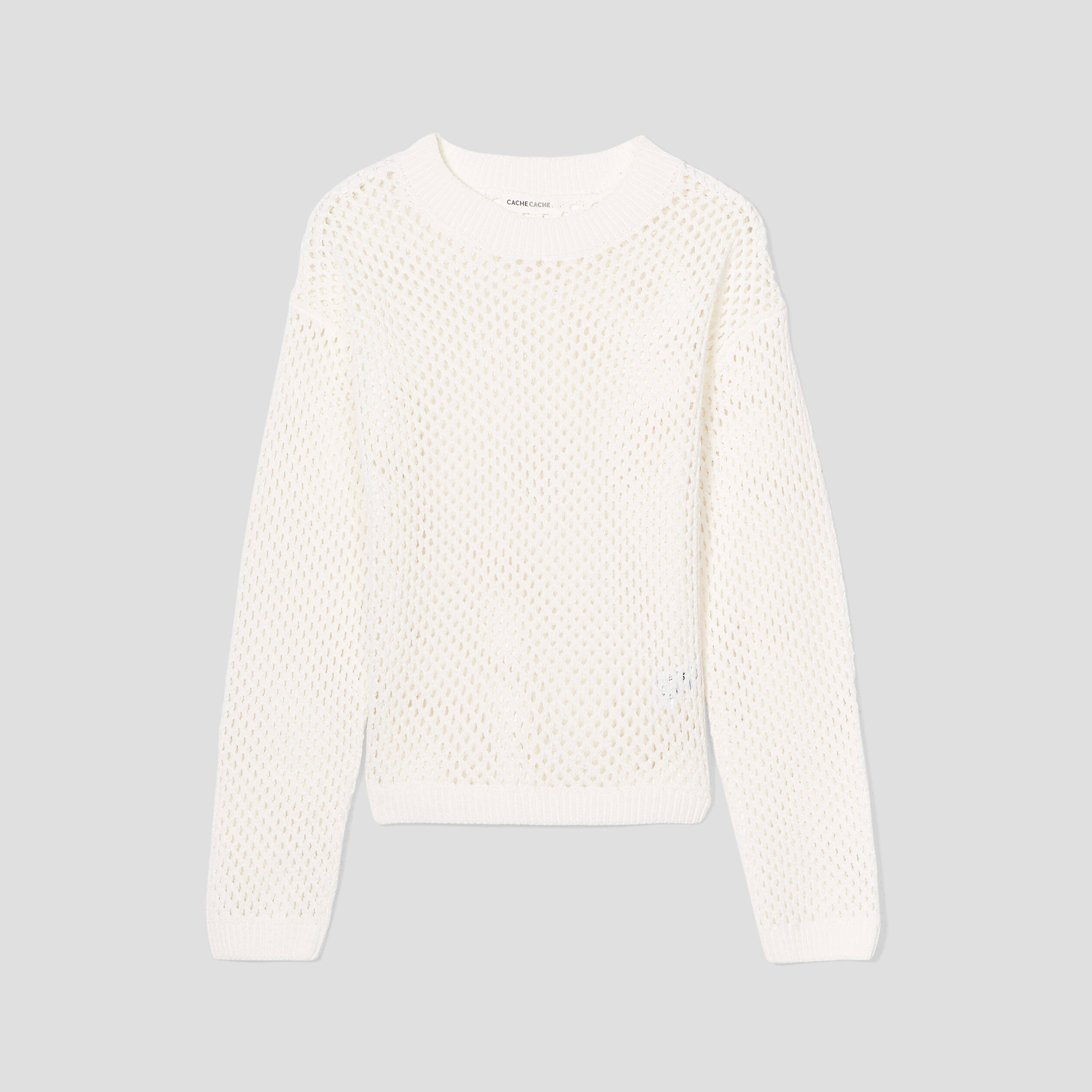 pull ajoure col rond ecru femme Pull ajouré col rond ecru femme