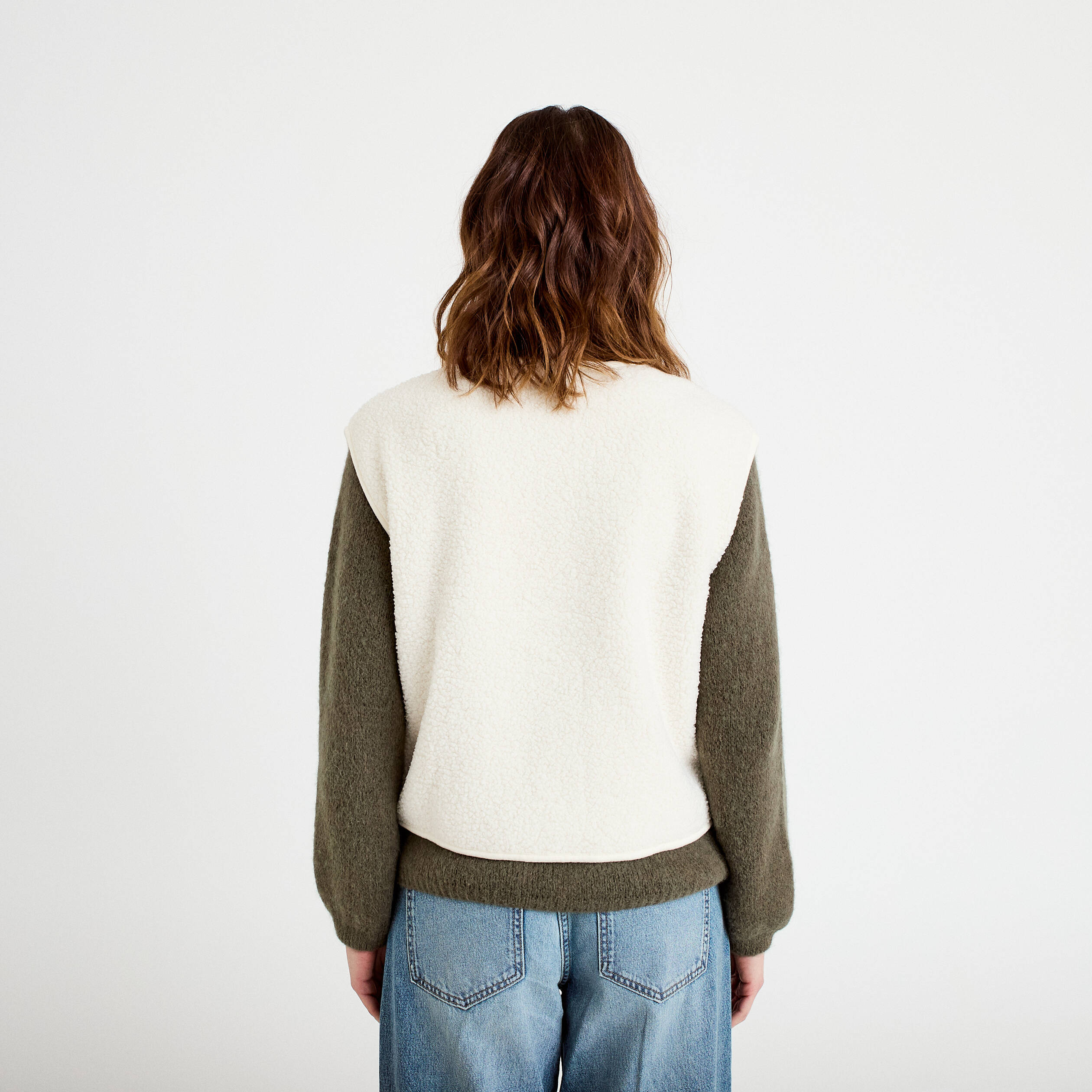 Gilet sans manches effet polaire ecru femme