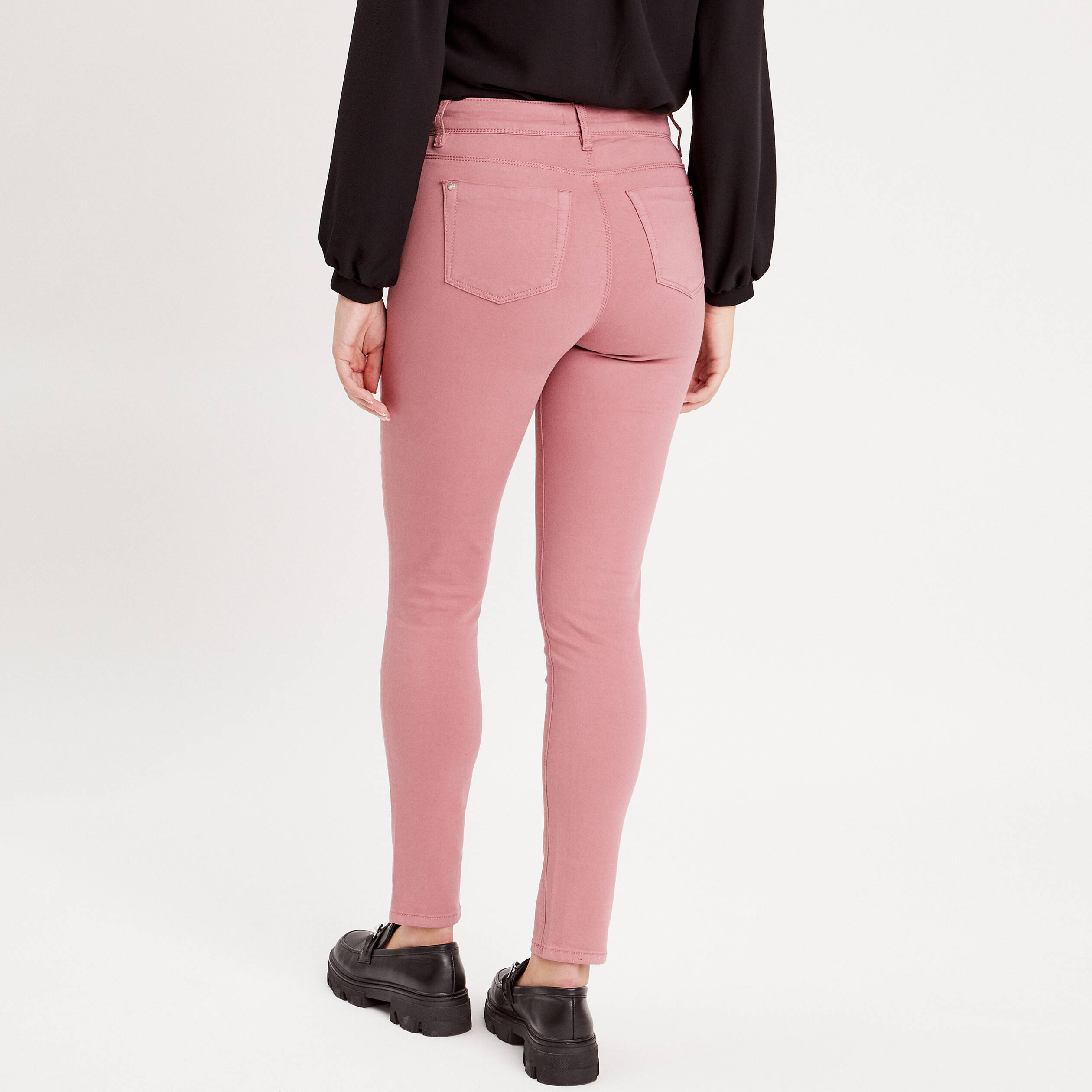 Jeans slim 5 poches vieux rose femme