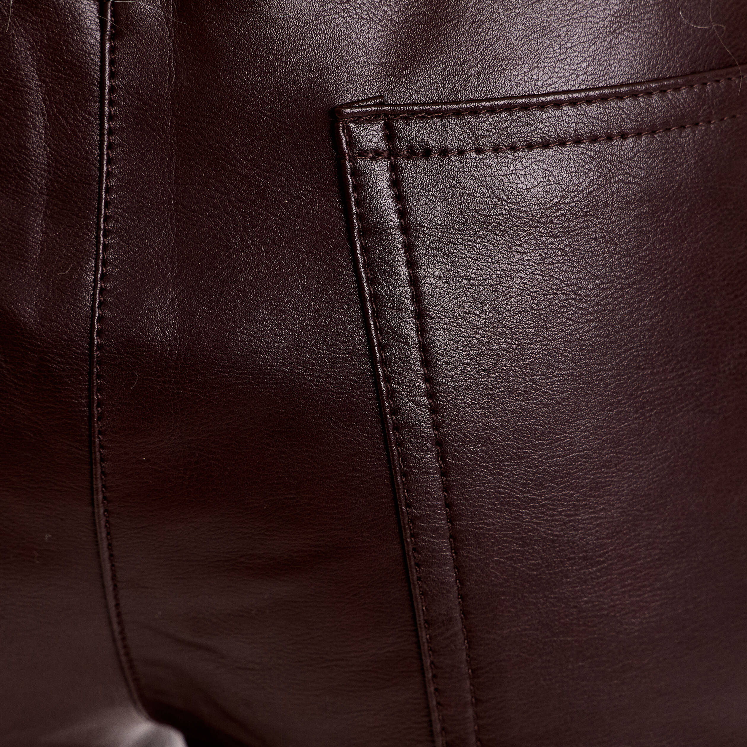 Pantalon droit similicuir marron fonc&eacute; femme