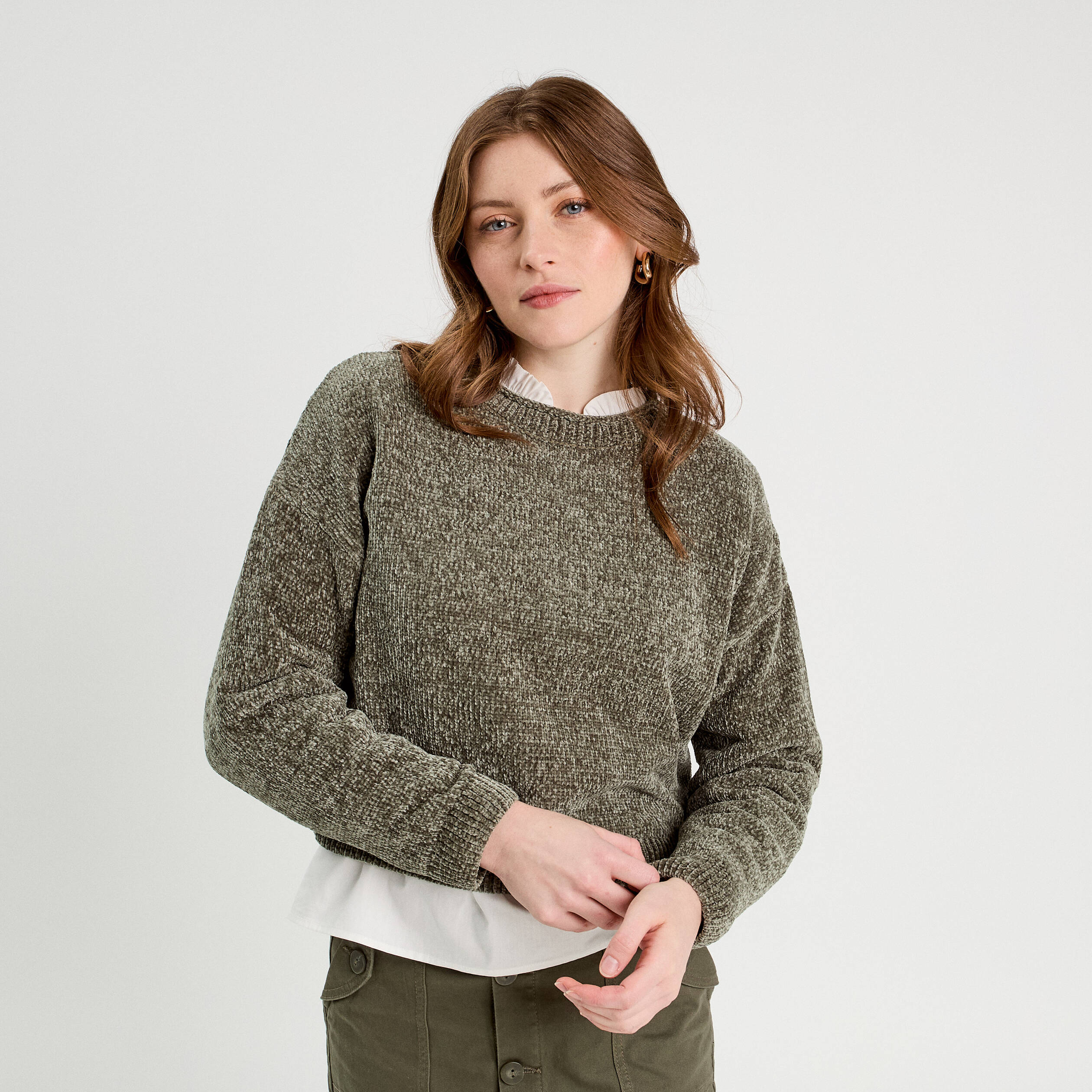 pull col montant vert kaki femme Pull col montant vert kaki femme