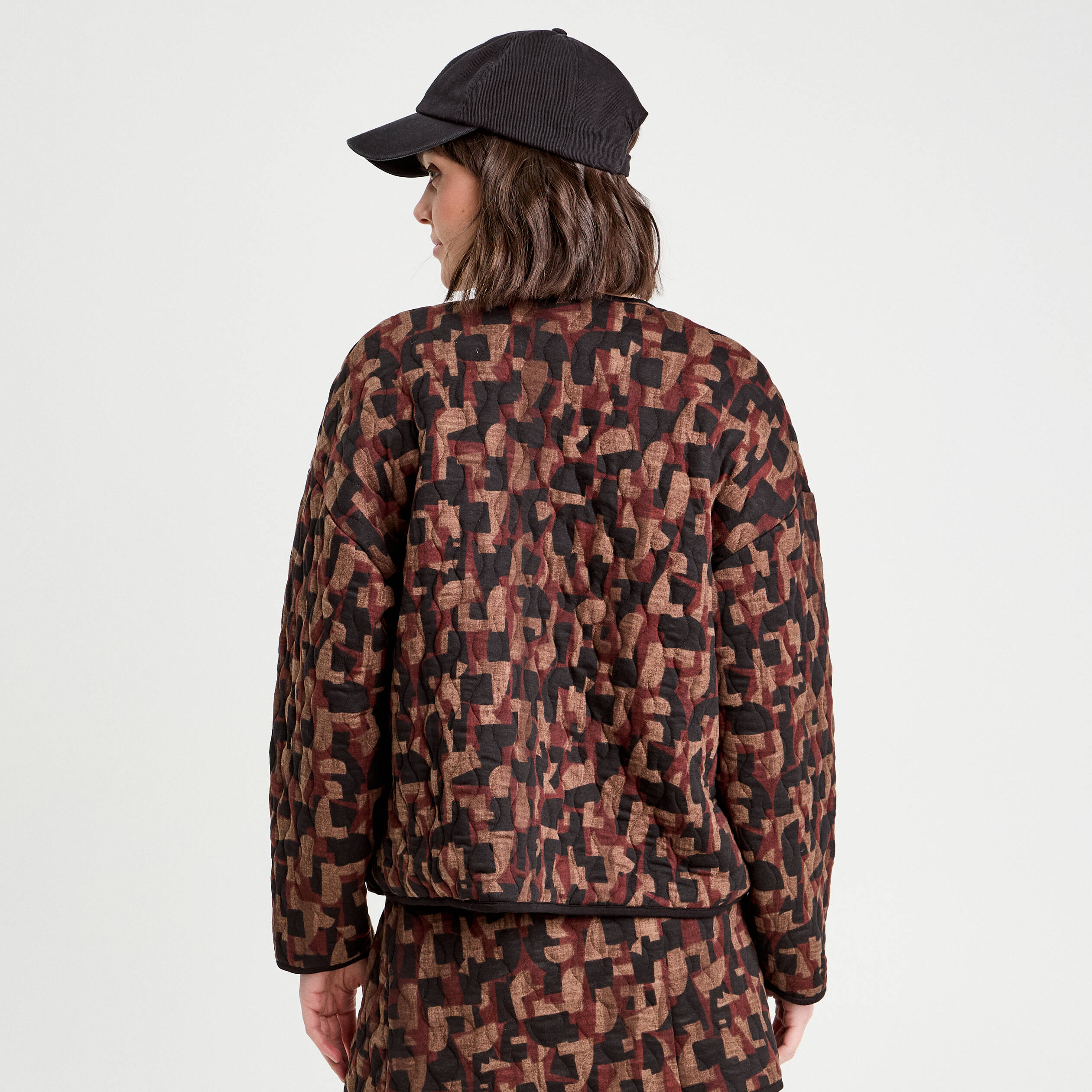 Veste matelass&eacute;e marron cognac femme