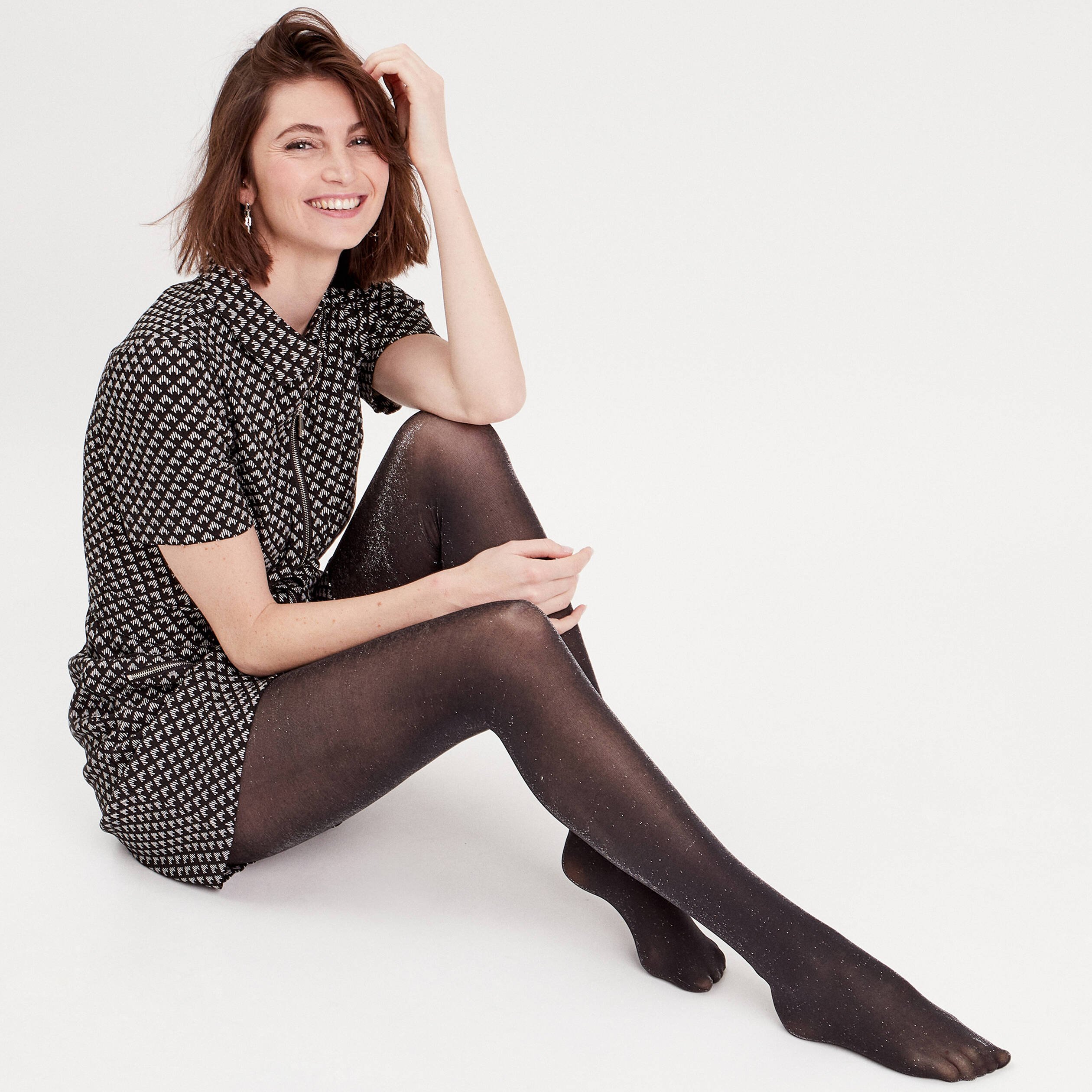 collants fils metallises noir femme Collants fils métallisés noir femme