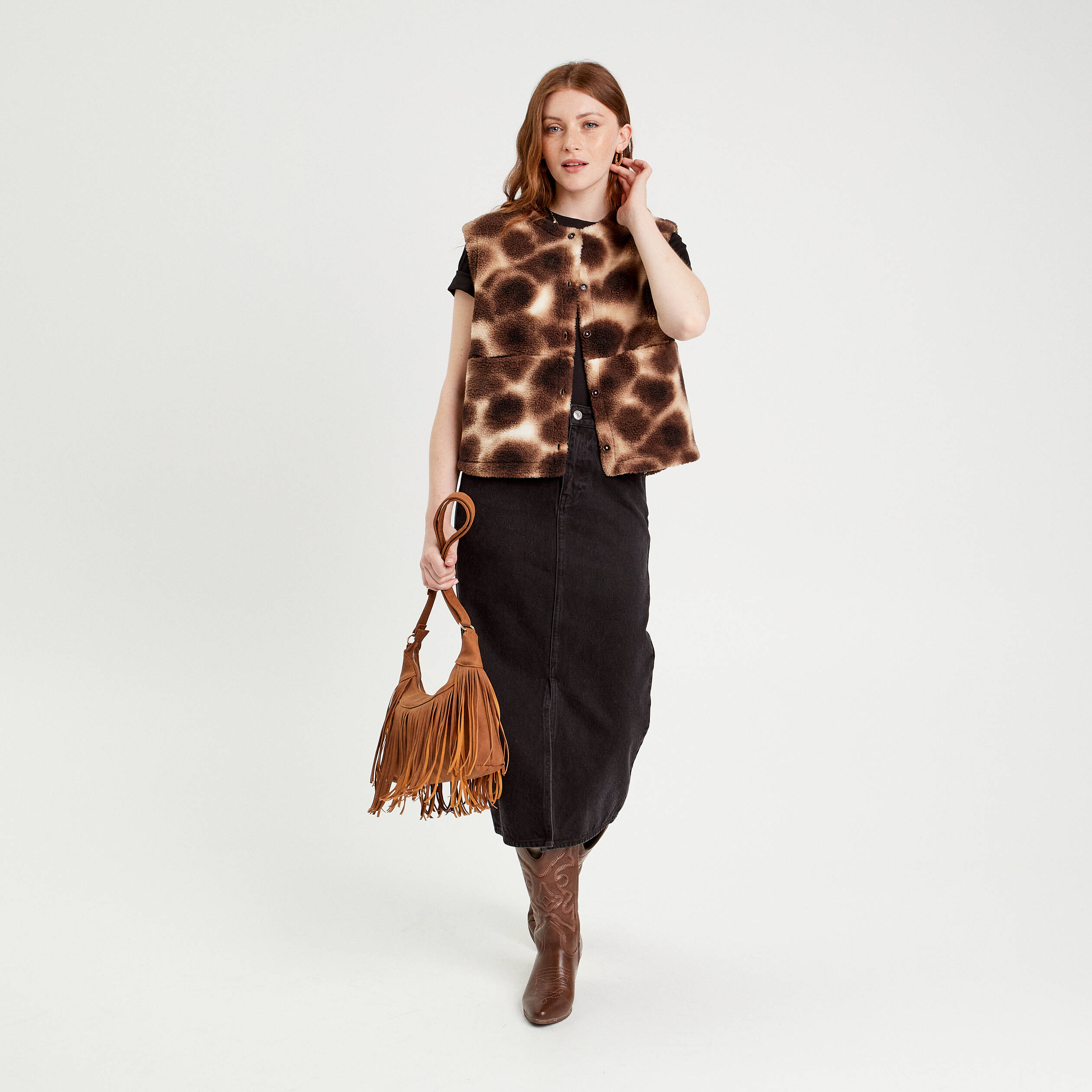 gilet sans manches effet polaire marron femme Gilet sans manches effet polaire marron femme