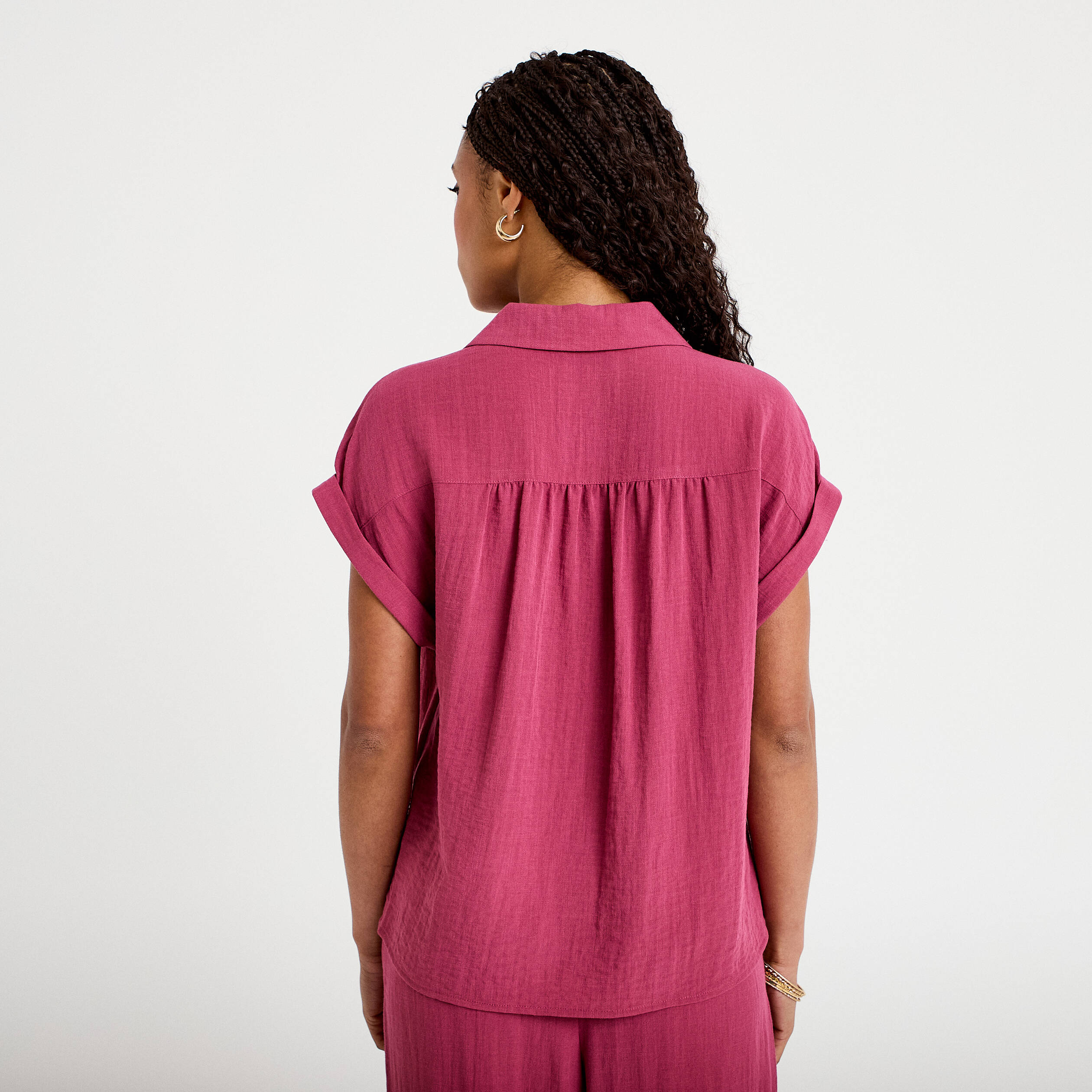 Blouse manches courtes prune femme