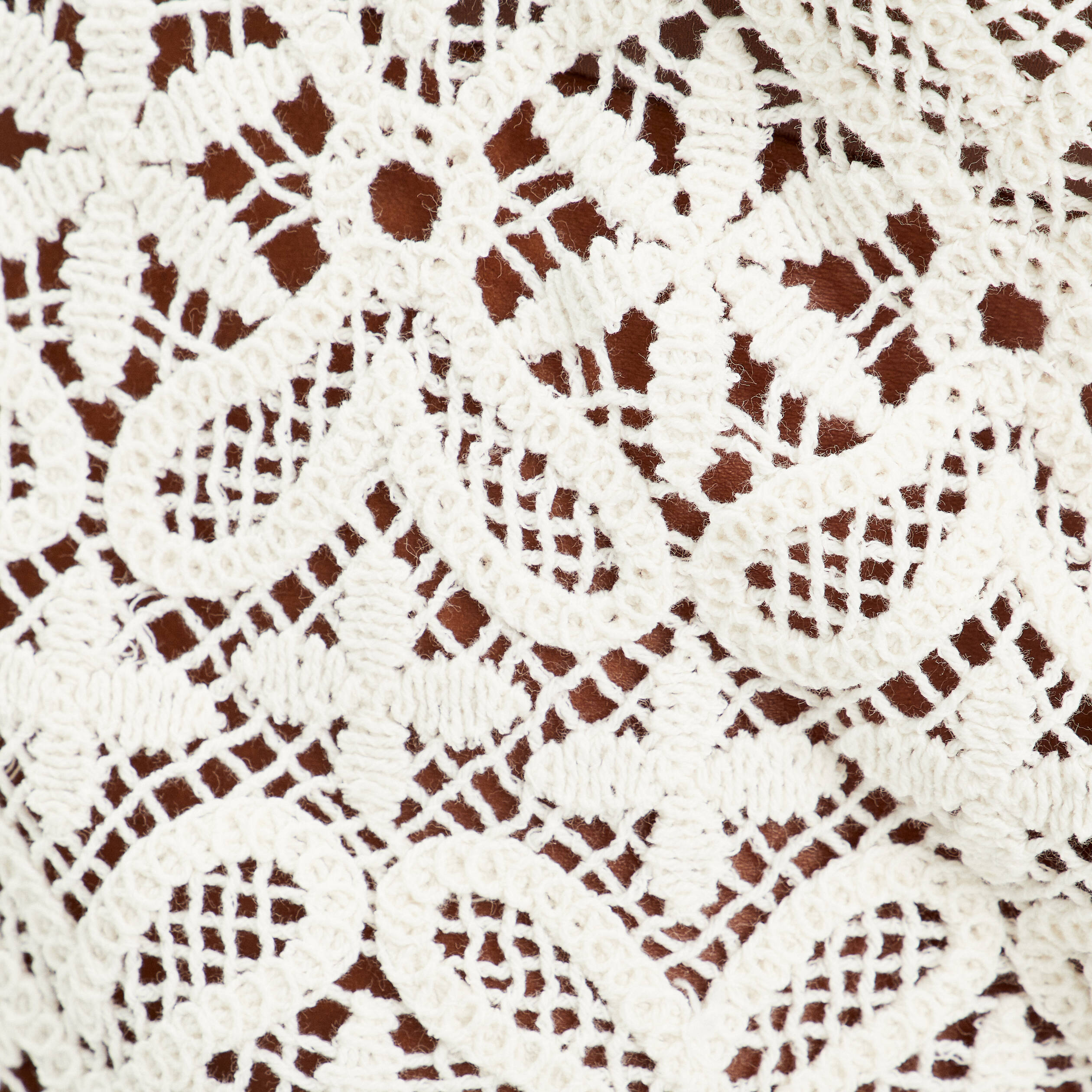T-shirt manches 3/4 macram&eacute; ecru femme