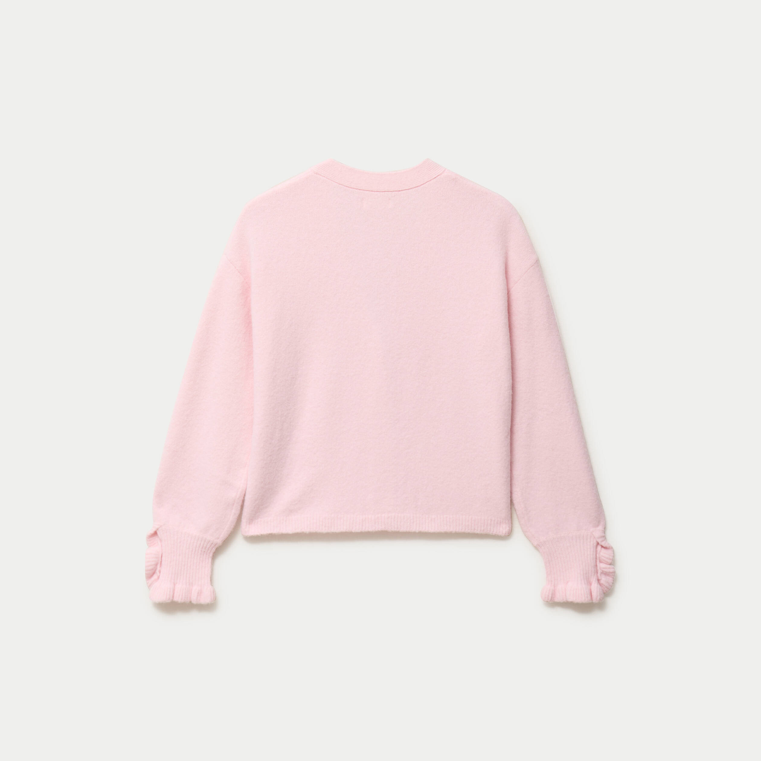 Pull col v manches longues rose clair femme