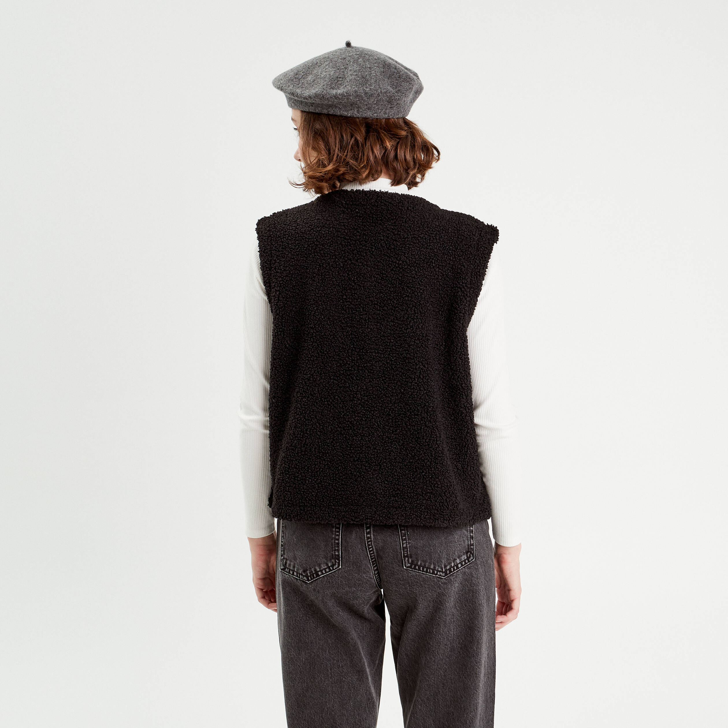 Gilet Court Femme Fausse Fourrure Sans Manches - Noir, Taille 3XL, Tendance Hiver 2024, Style Décontracté