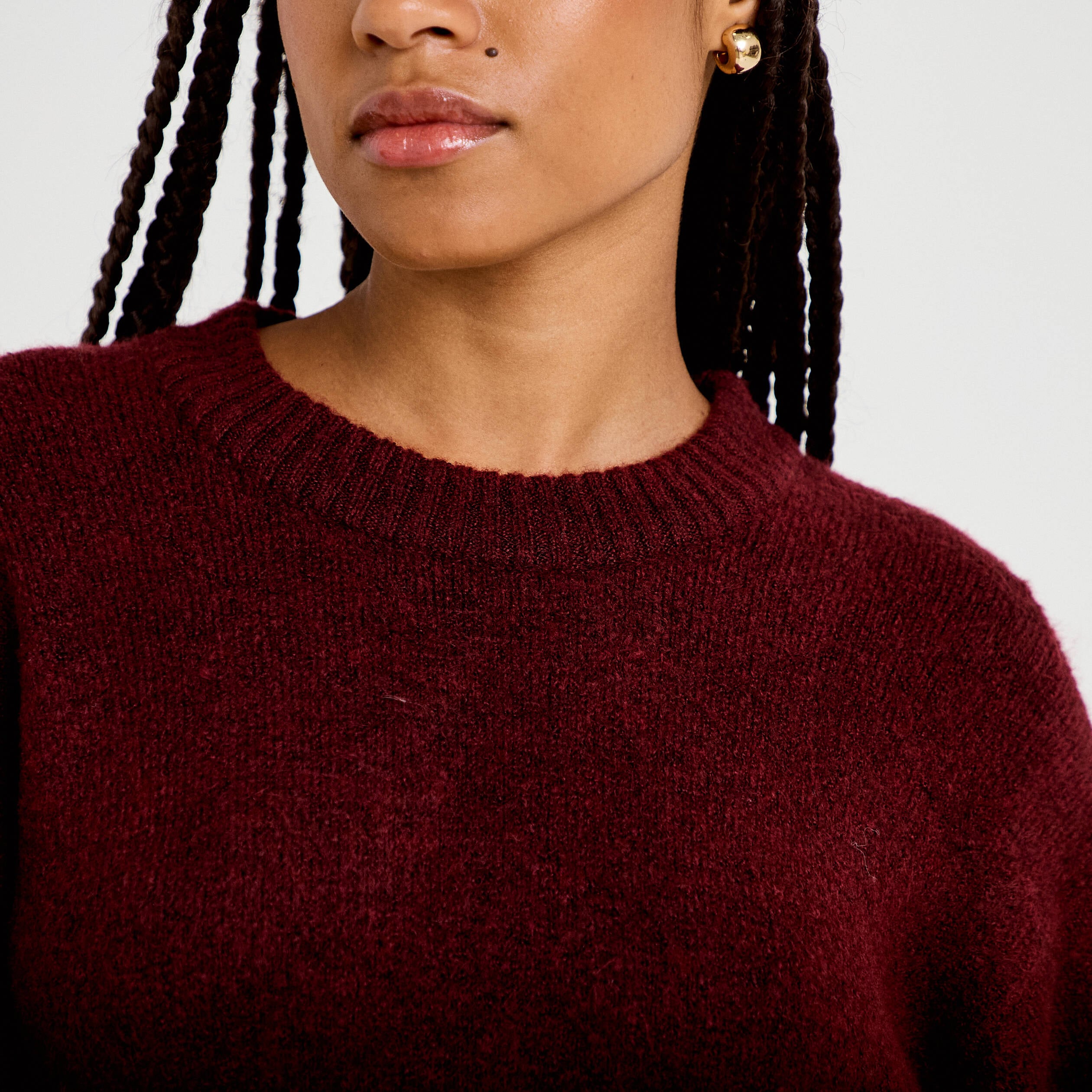 Pull manches longues bordeaux femme