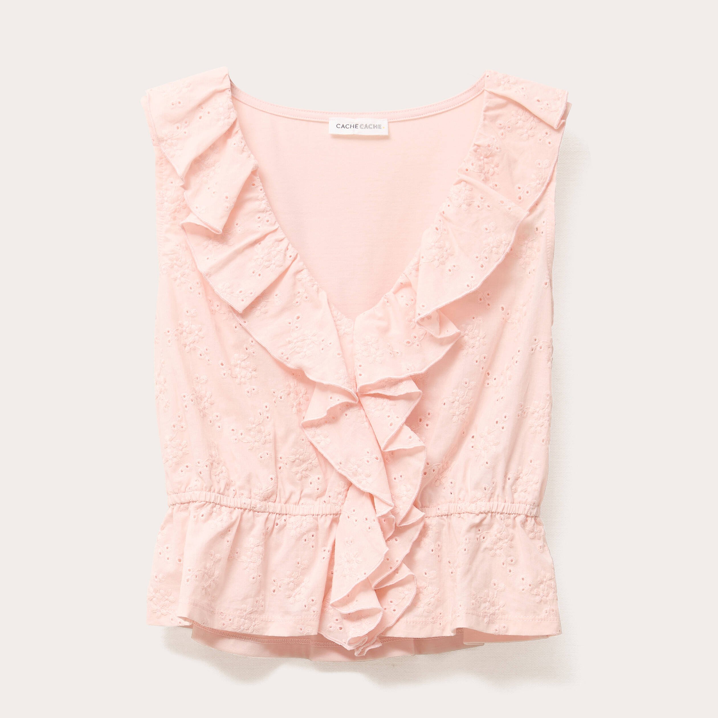 blouse sans manches rose poudree femme Blouse sans manches rose poudrée femme