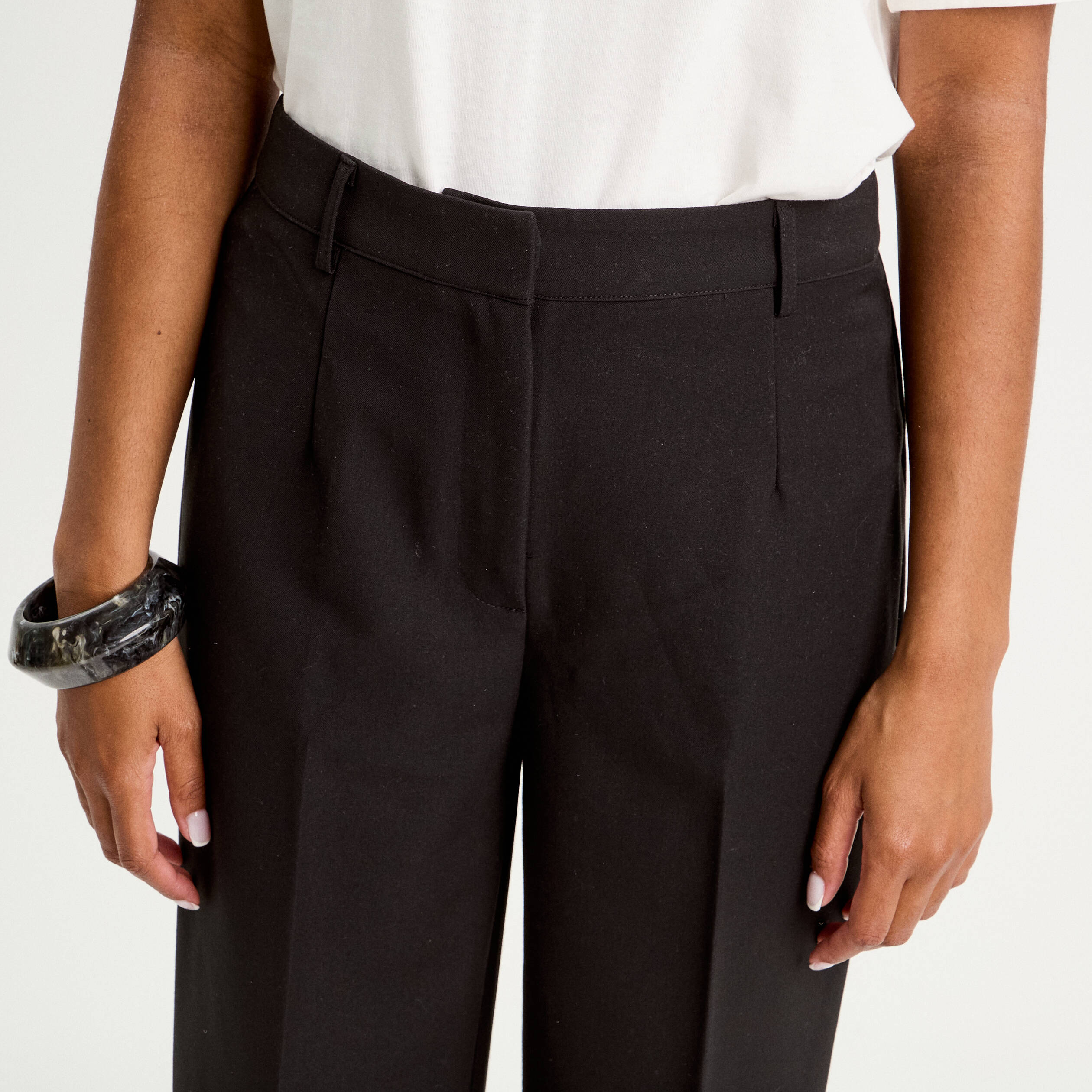 Pantalon bootcut taille haute noir femme
