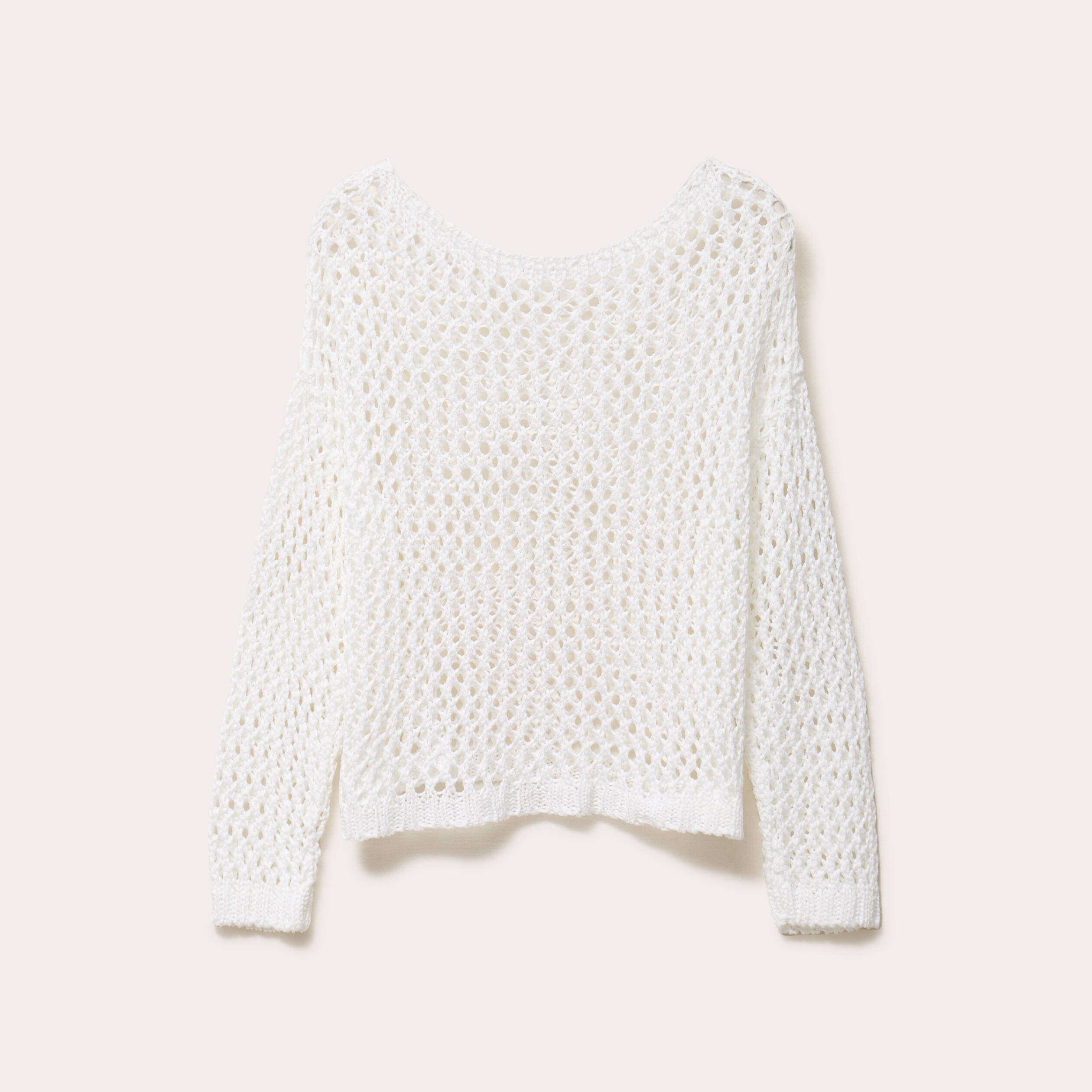 Pull ajour&eacute; manches longues dentelle blanc femme
