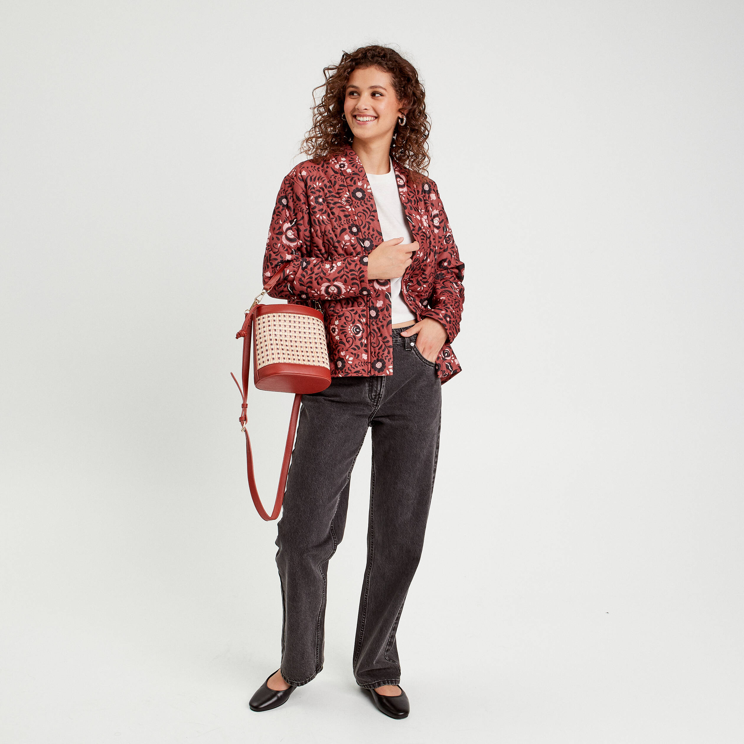 Veste effet matelass&eacute; rose femme