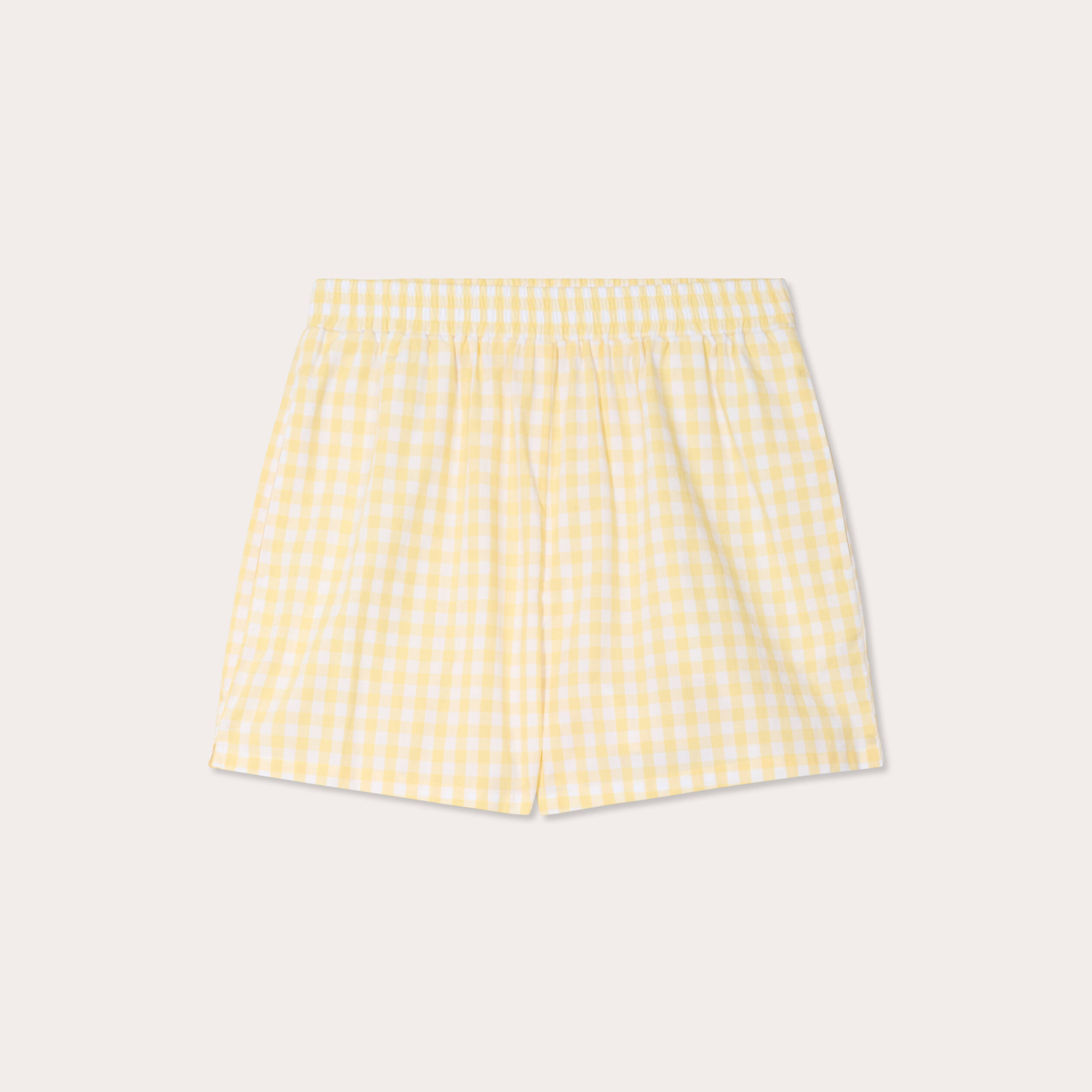 Short droit taille élastiquée jaune femme