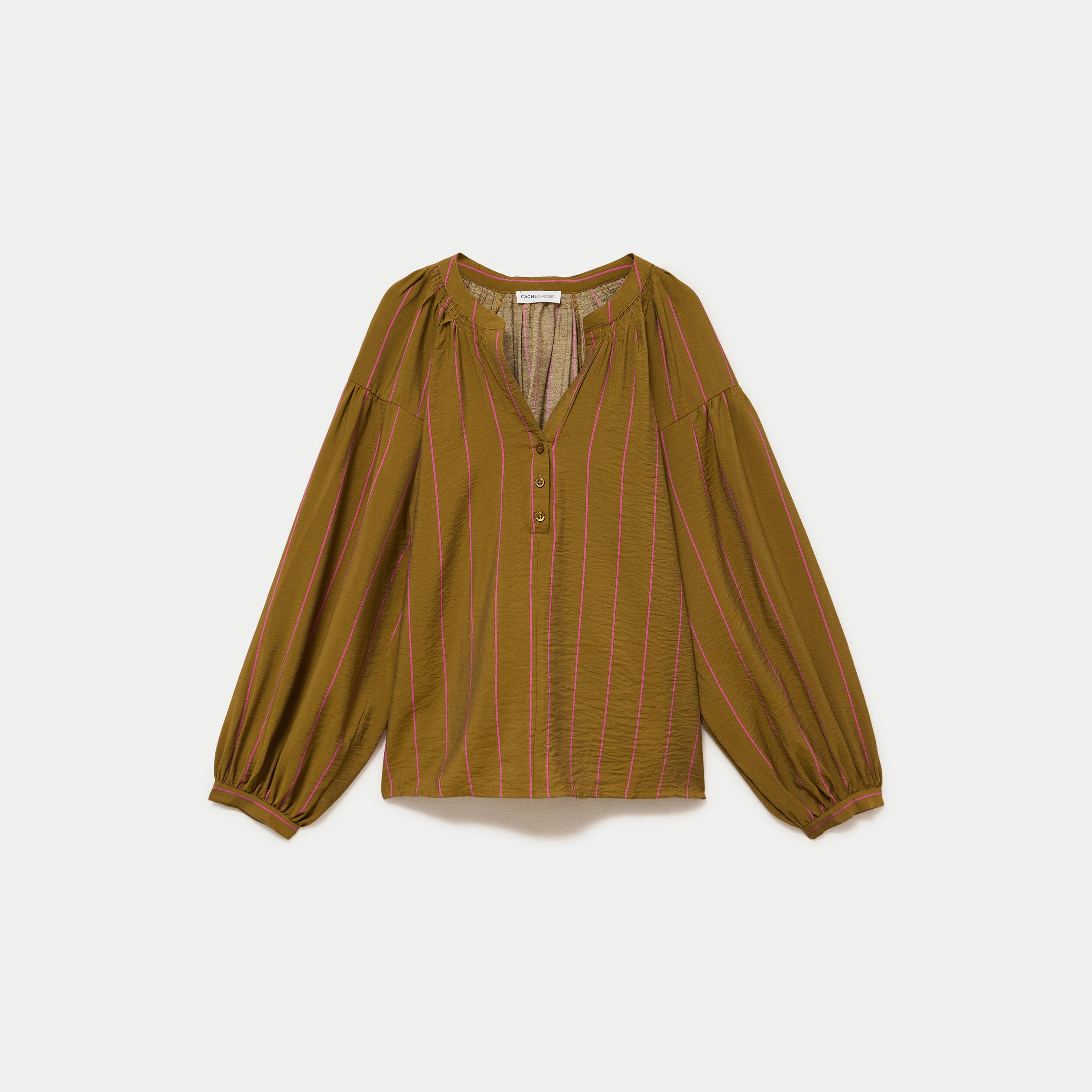 Blouse ample col v rose femme