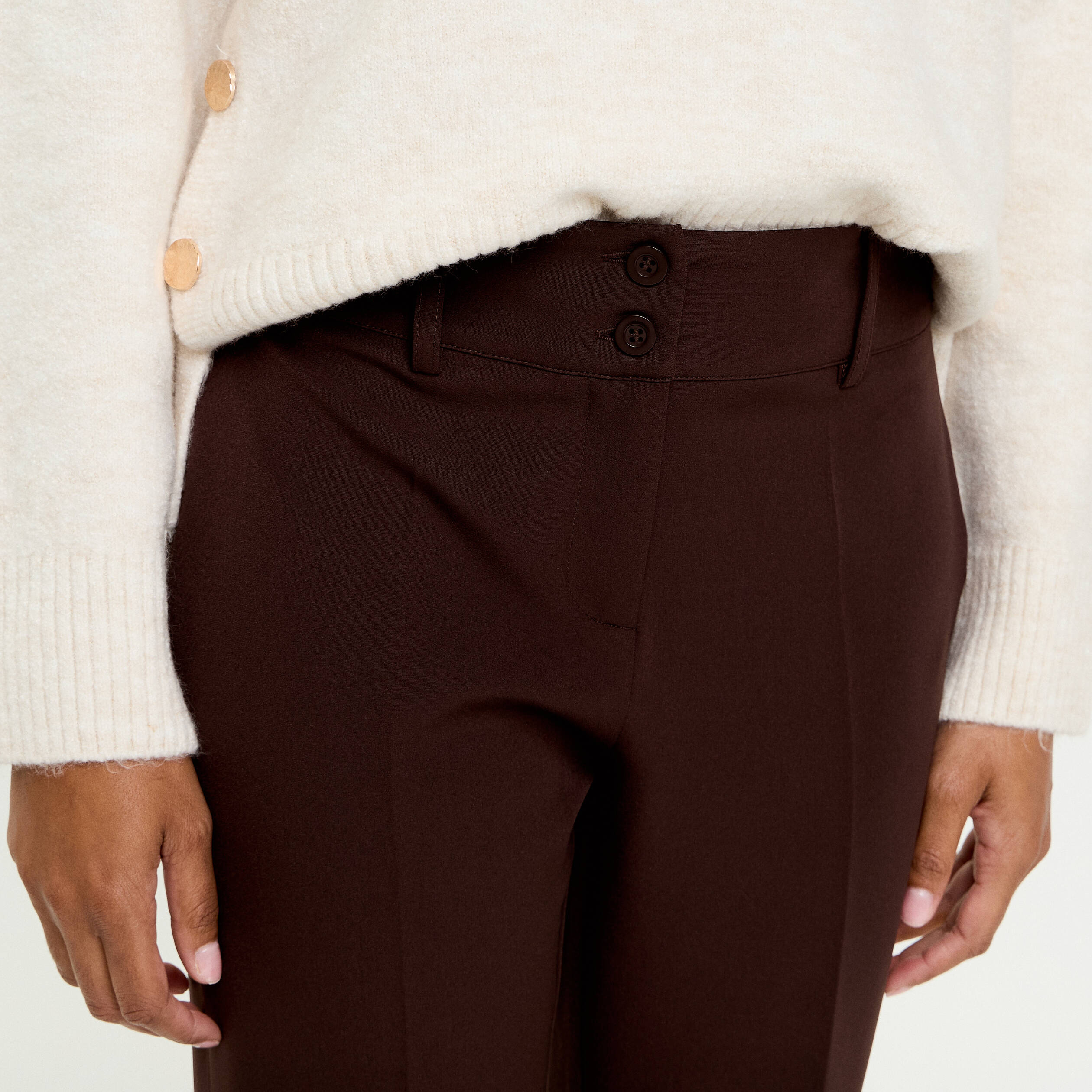 Pantalon flare marron fonc&eacute; femme