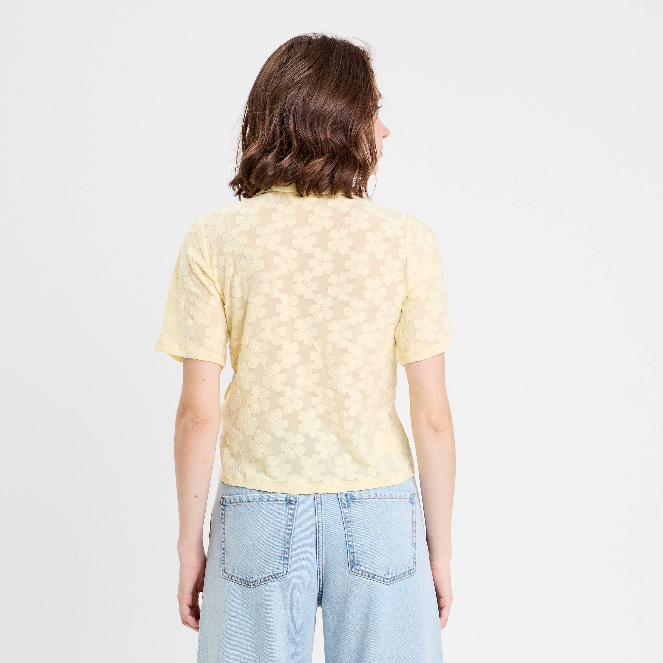 chemise manches courtes jaune clair femme Chemise manches courtes jaune clair femme