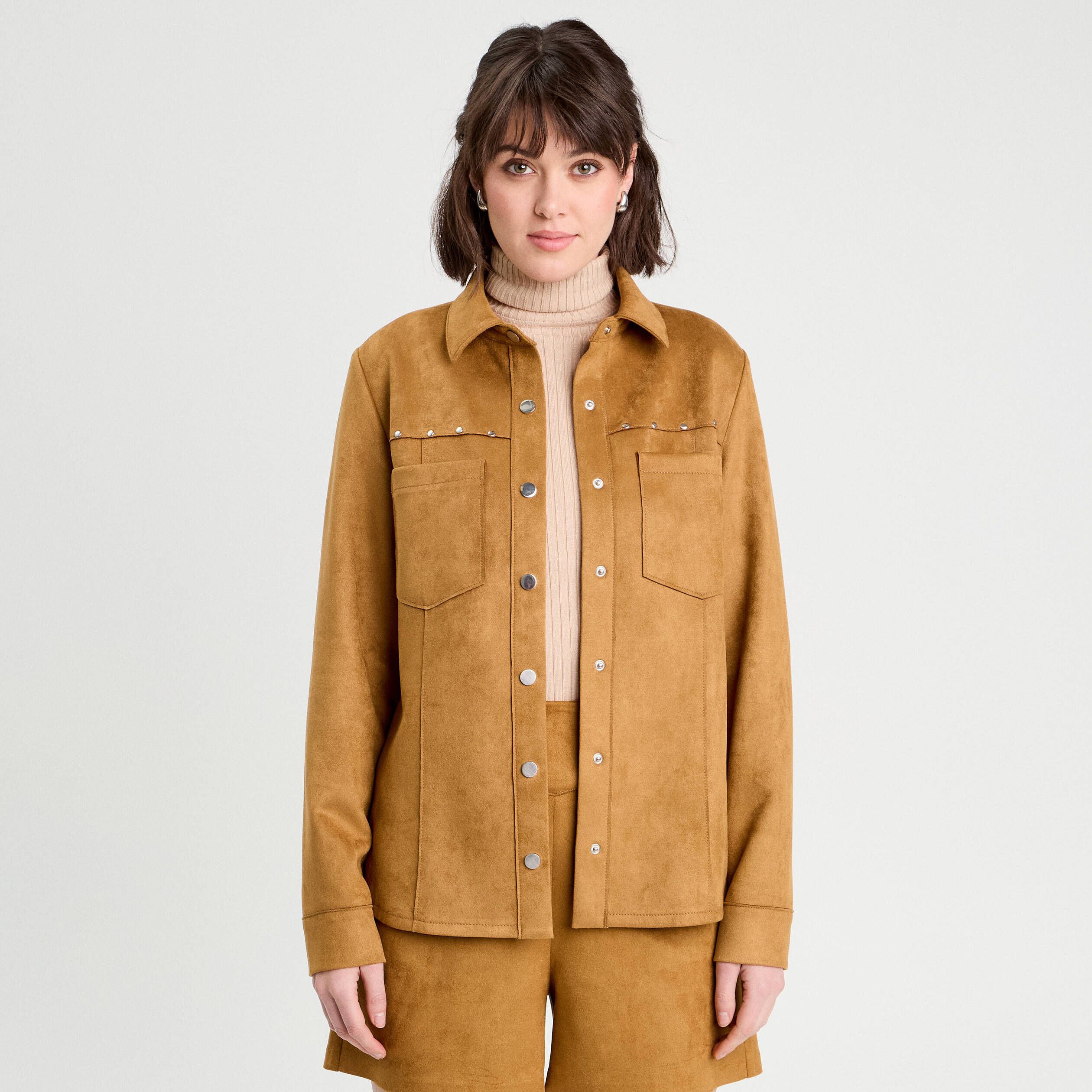 Veste Suedine Cache Cache Veste Veste Courte Zippée Suédine Beige