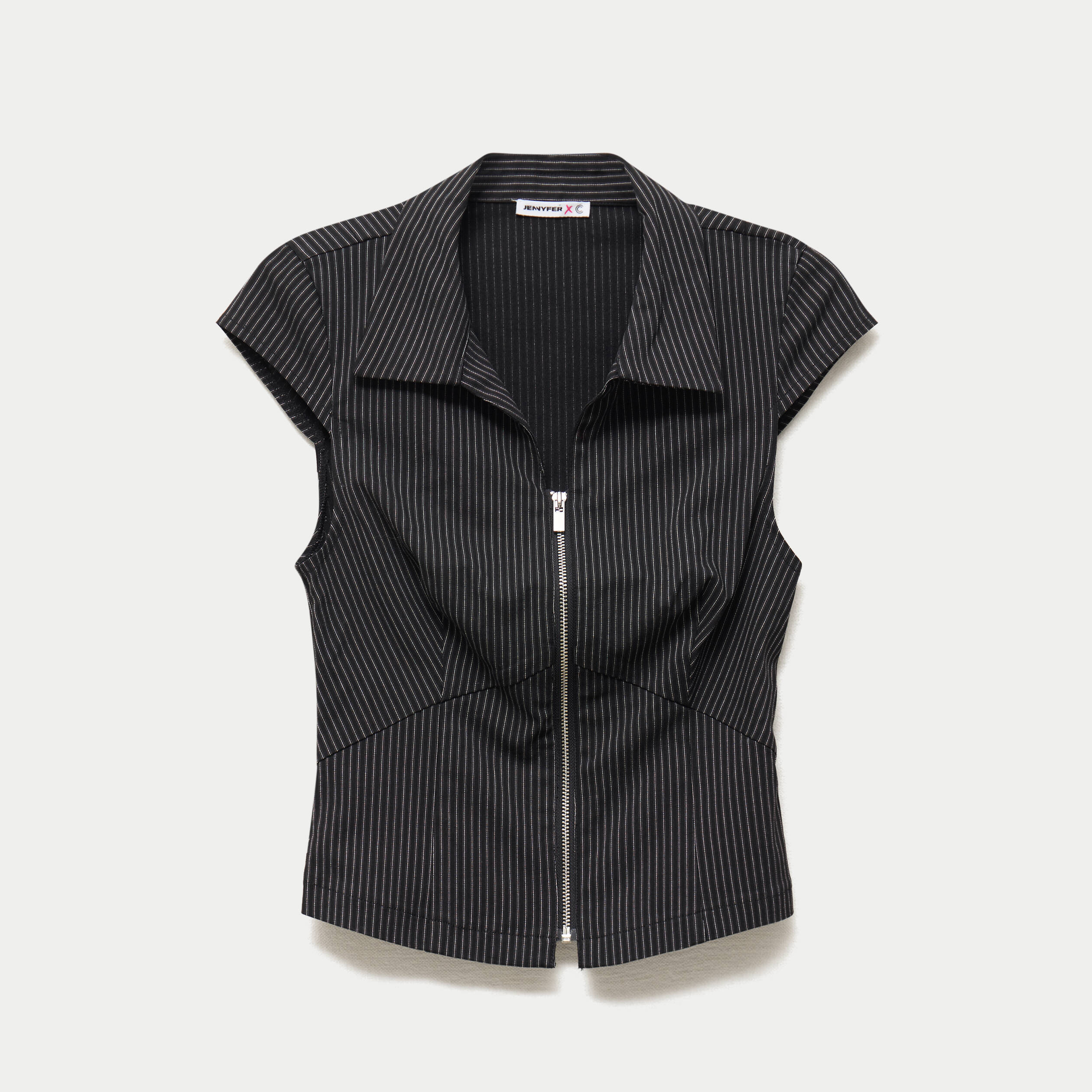 Chemise cintr&eacute;e manches courtes noir femme