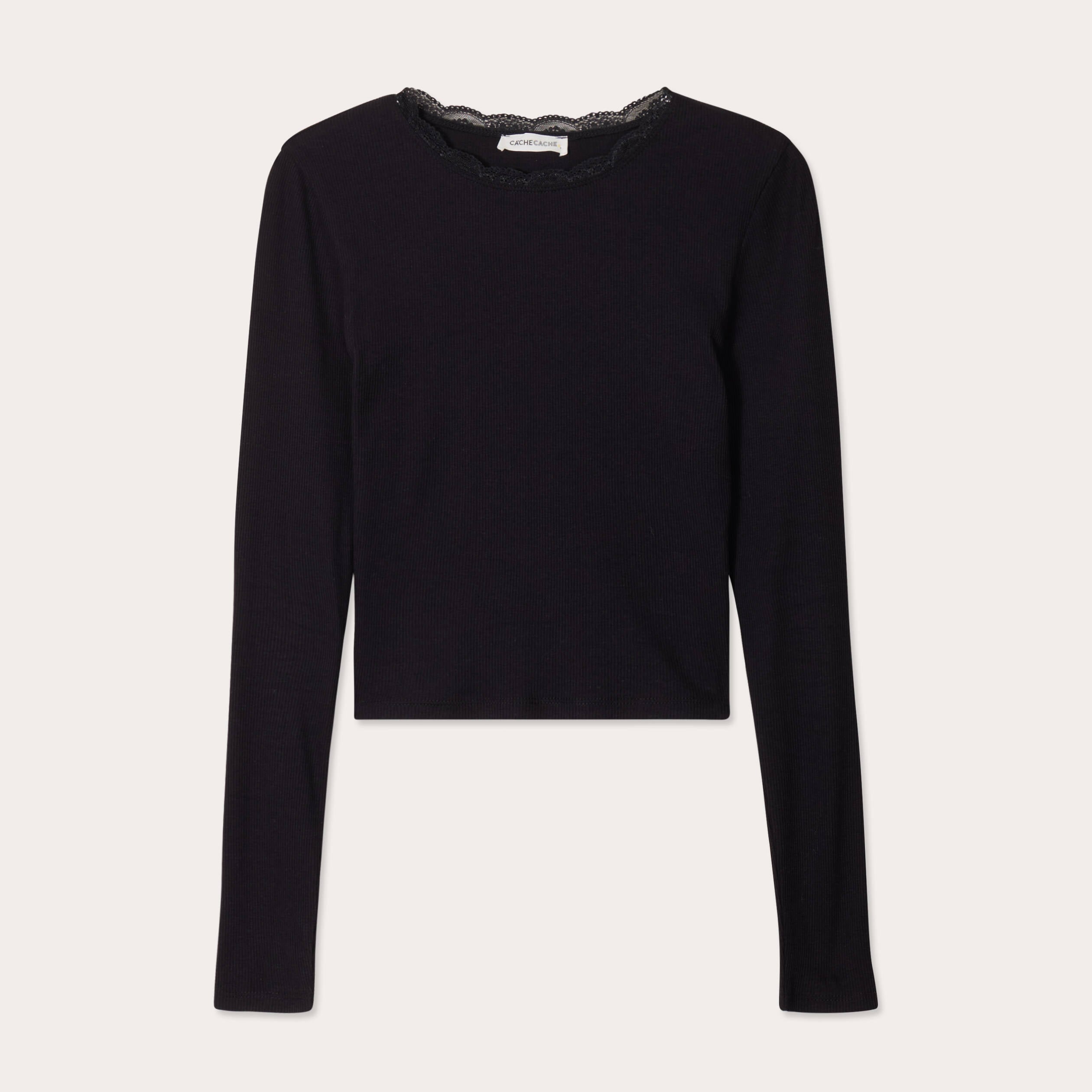 T-shirt cropped c&ocirc;tel&eacute; noir femme
