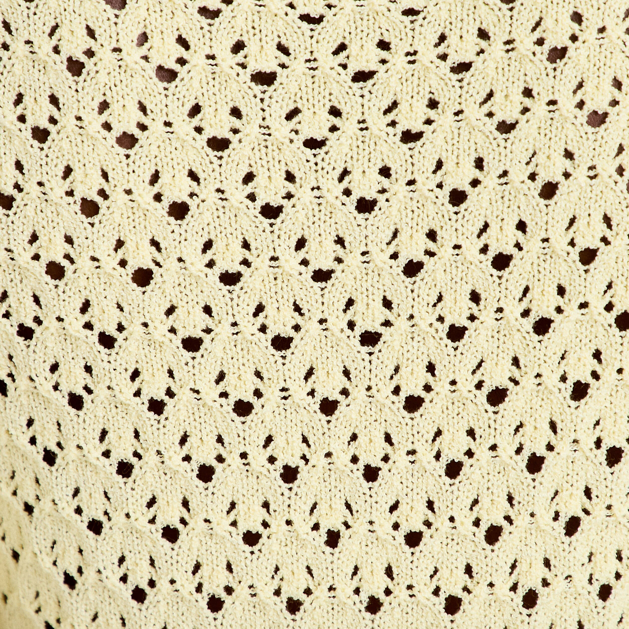 Gilet ajour&eacute; col v manches courtes jaune pastel femme