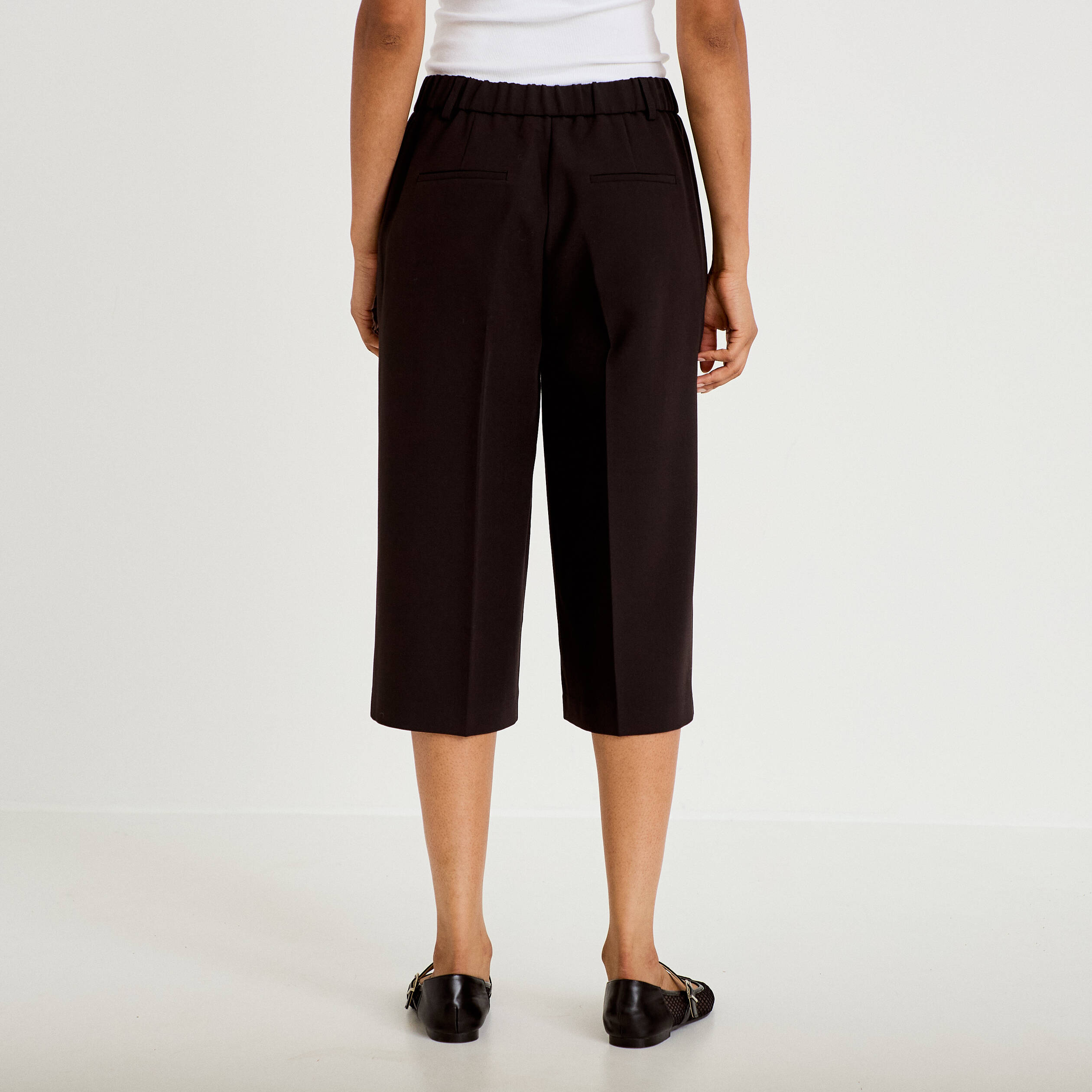 Bermuda coupe large noir femme