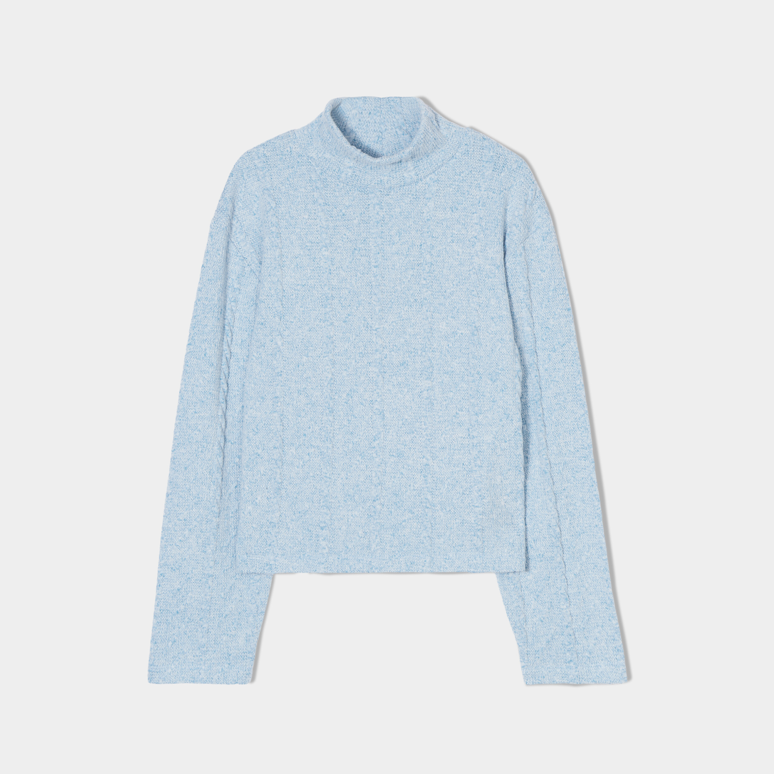 Pull col montant bleu femme