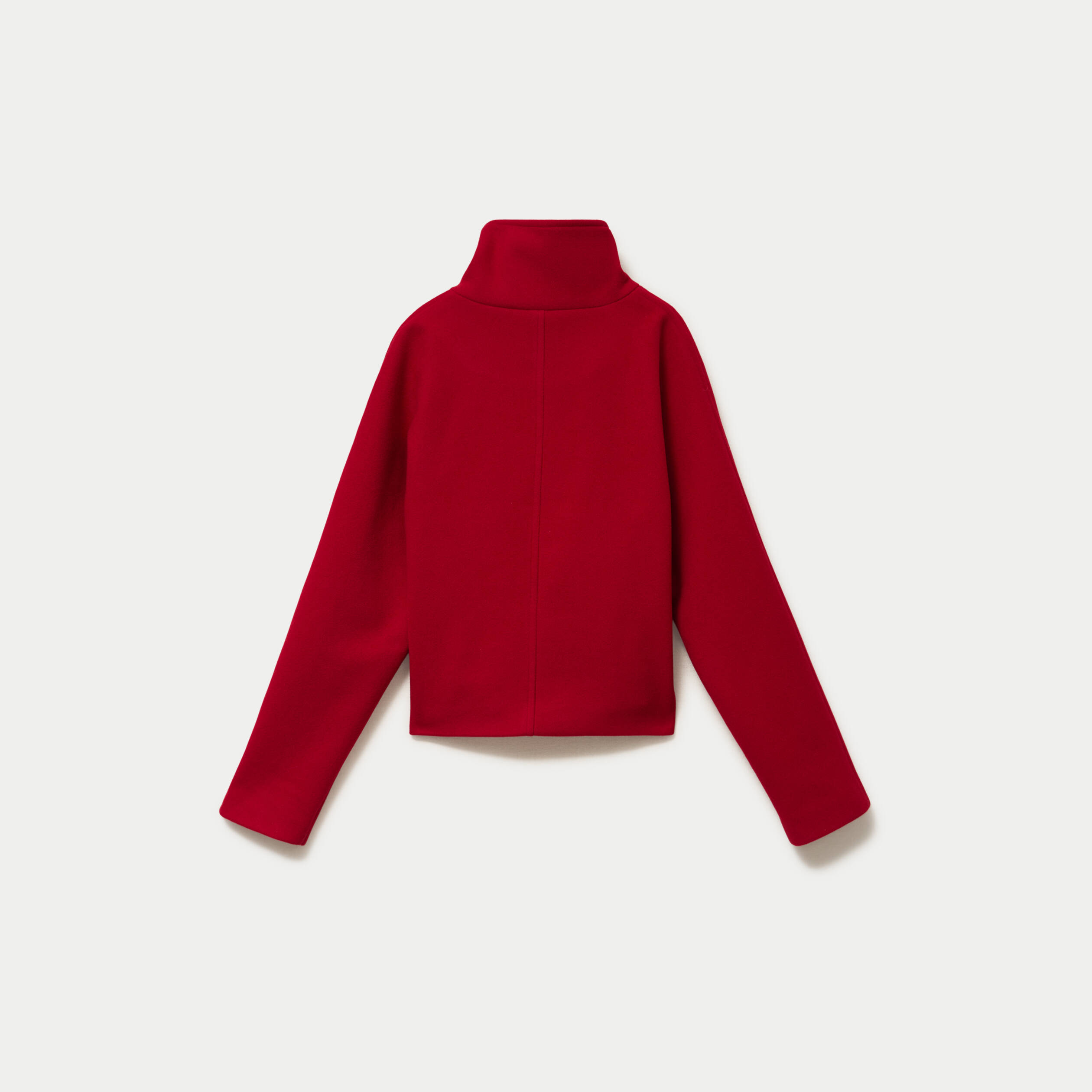 Veste chin&eacute;e col montant manches longues rouge femme
