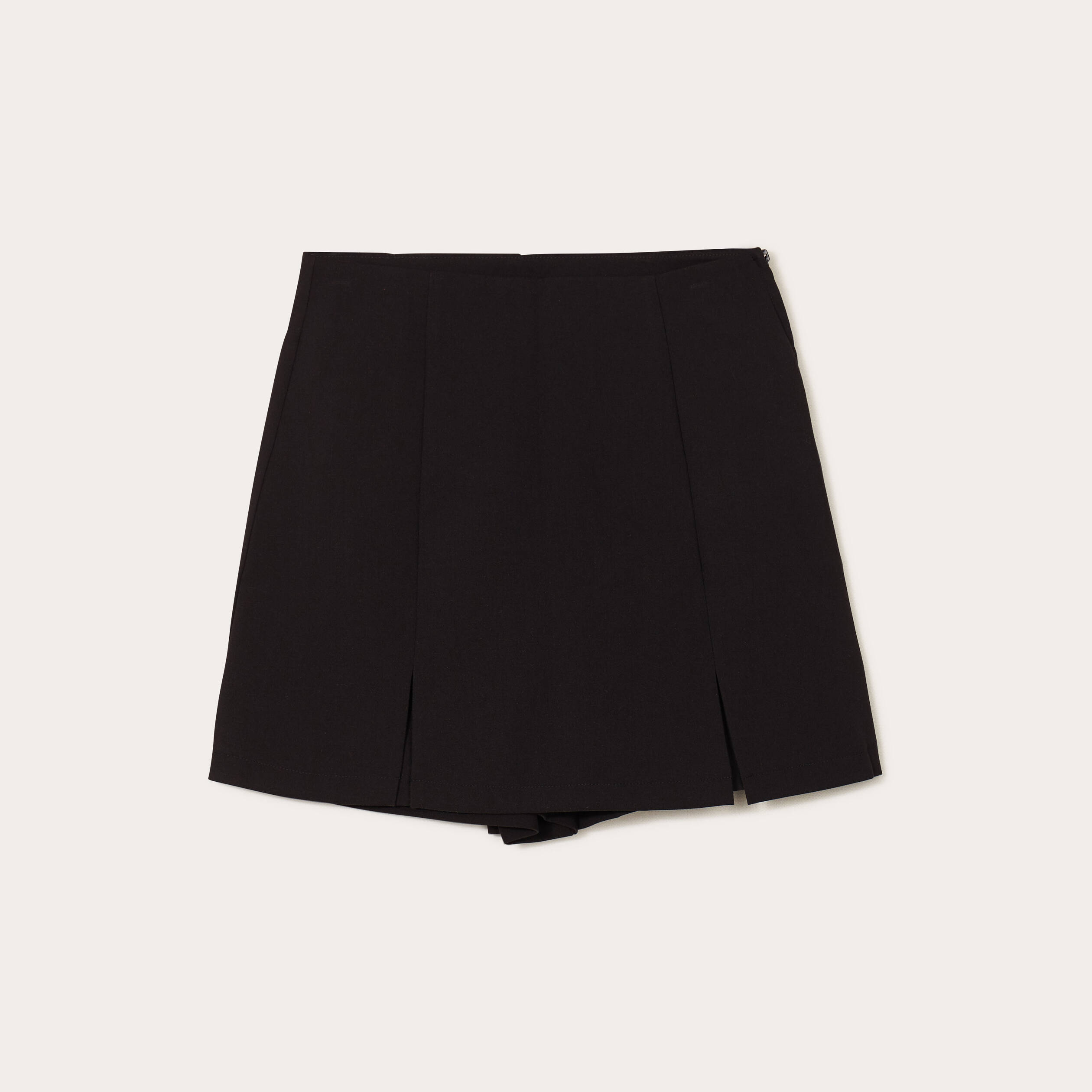 Jupe-short droite fentes noir femme