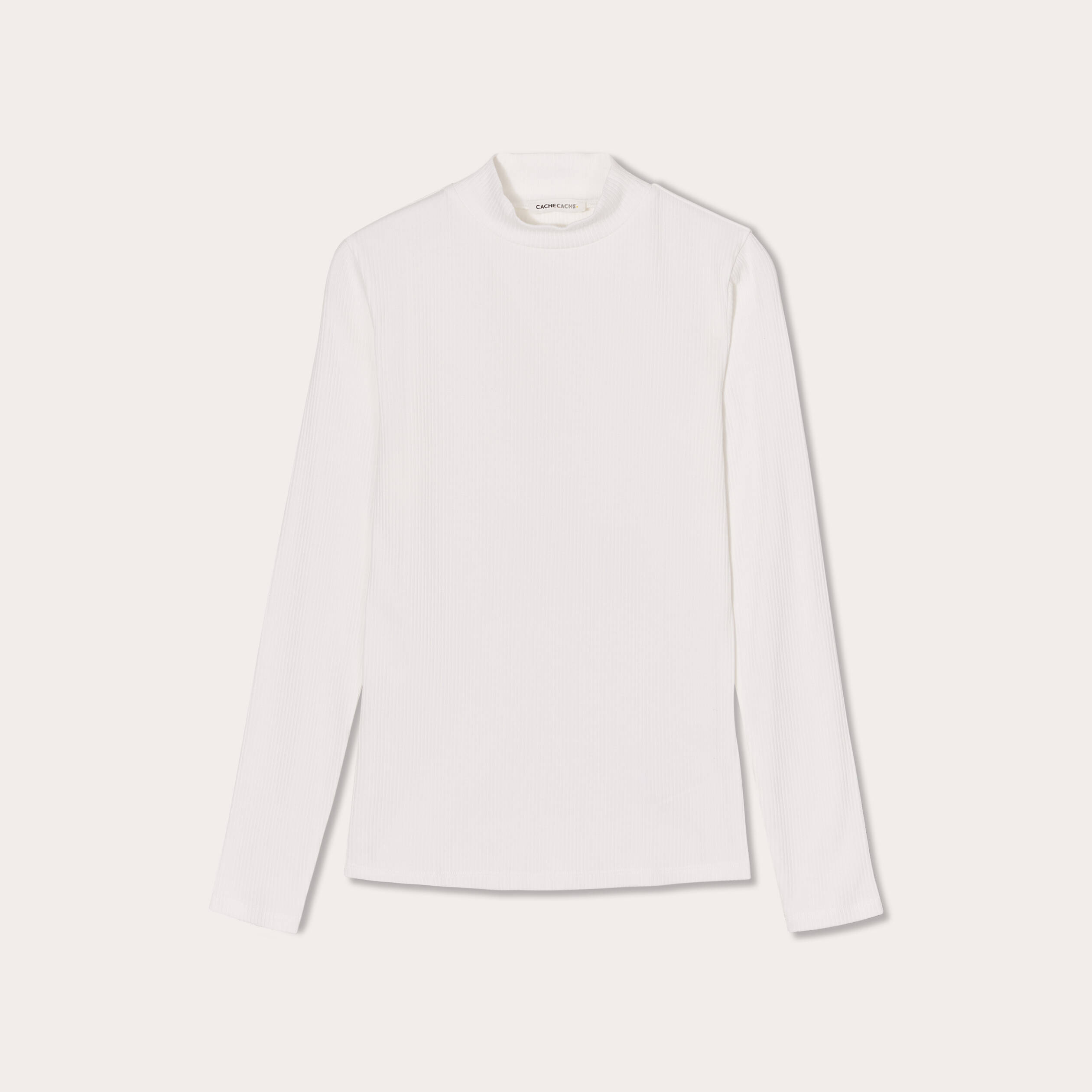 t shirt manches longues cotele ecru femme T-shirt manches longues côtelé ecru femme