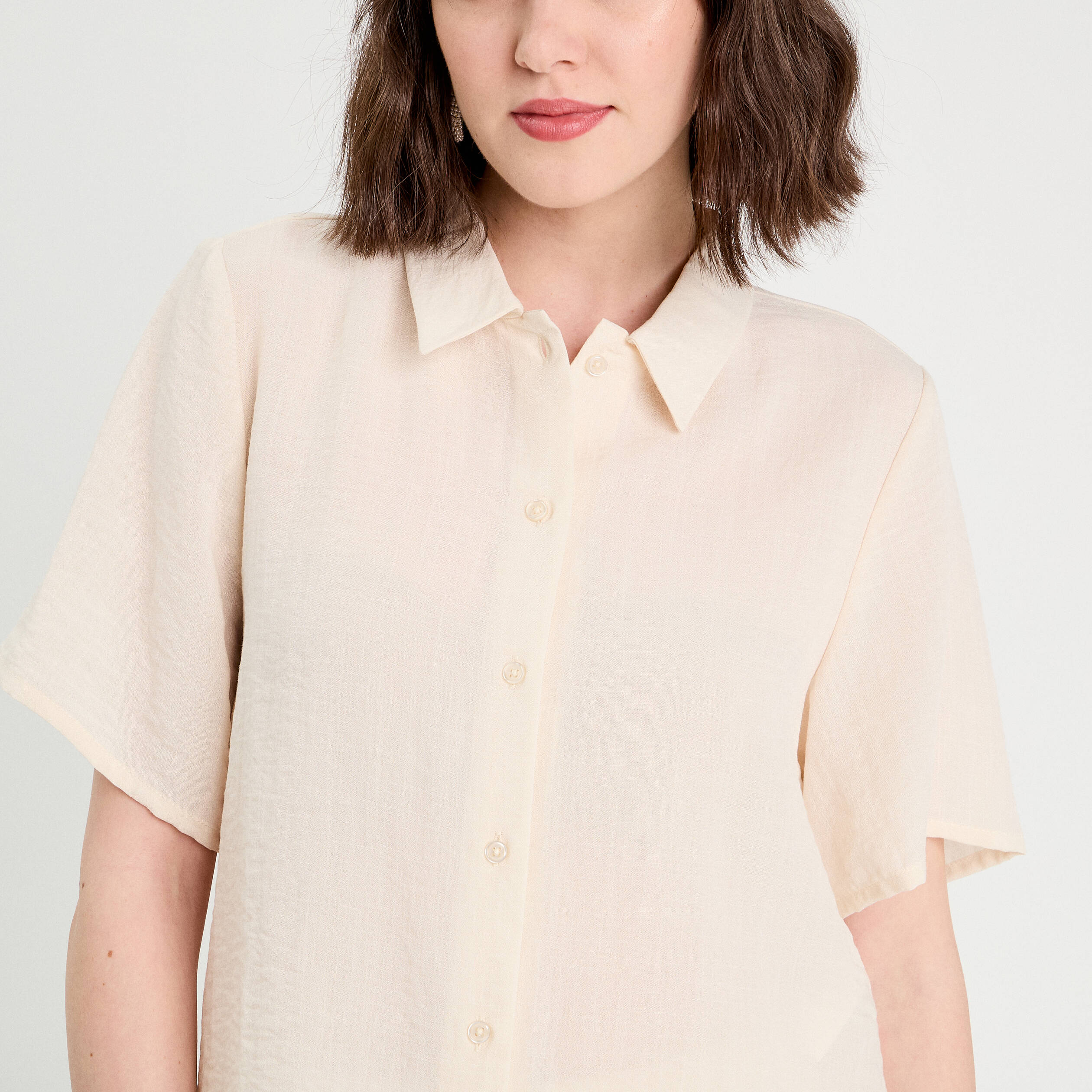 chemise manches courtes ecru femme Chemise manches courtes ecru femme