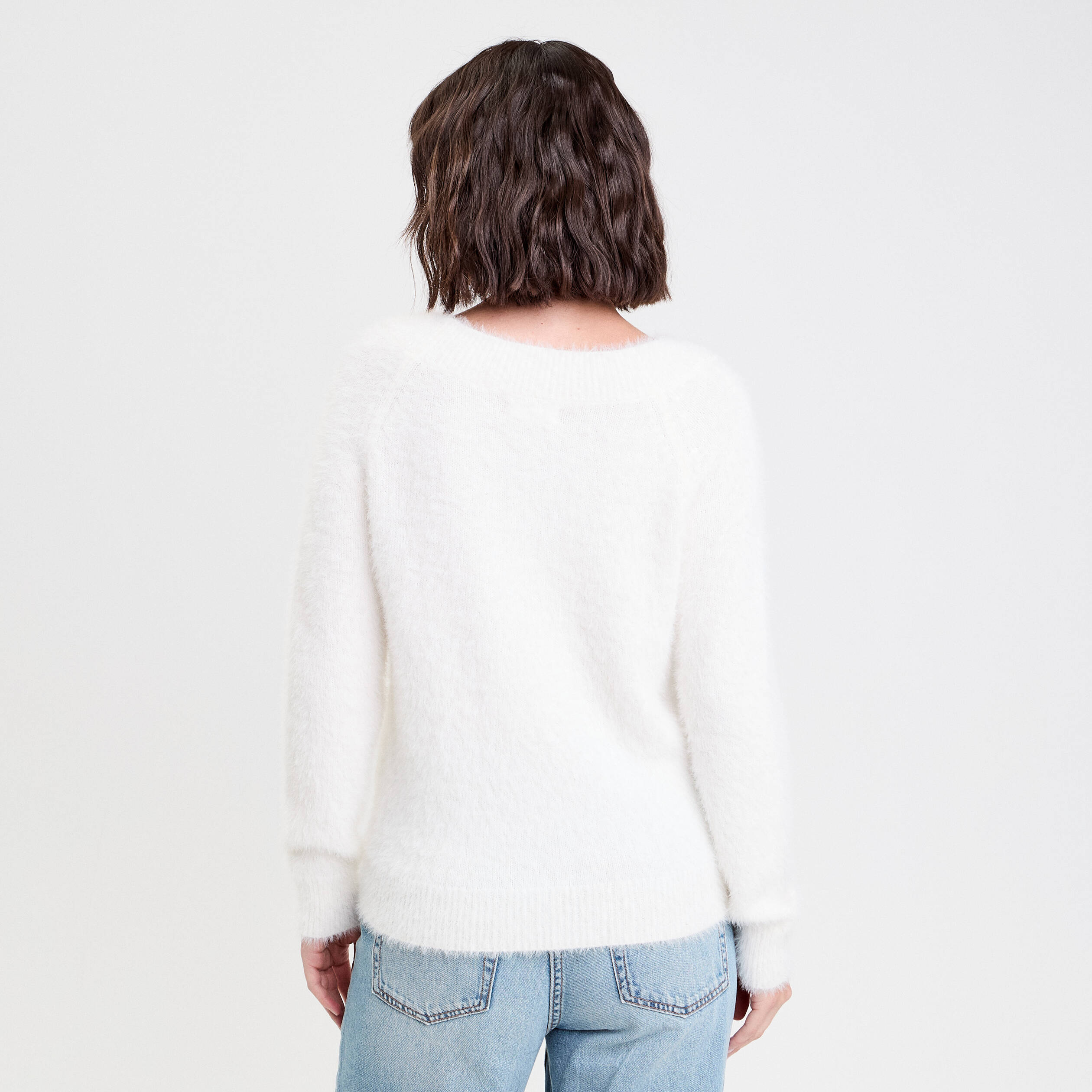 Pull manches longues ecru femme
