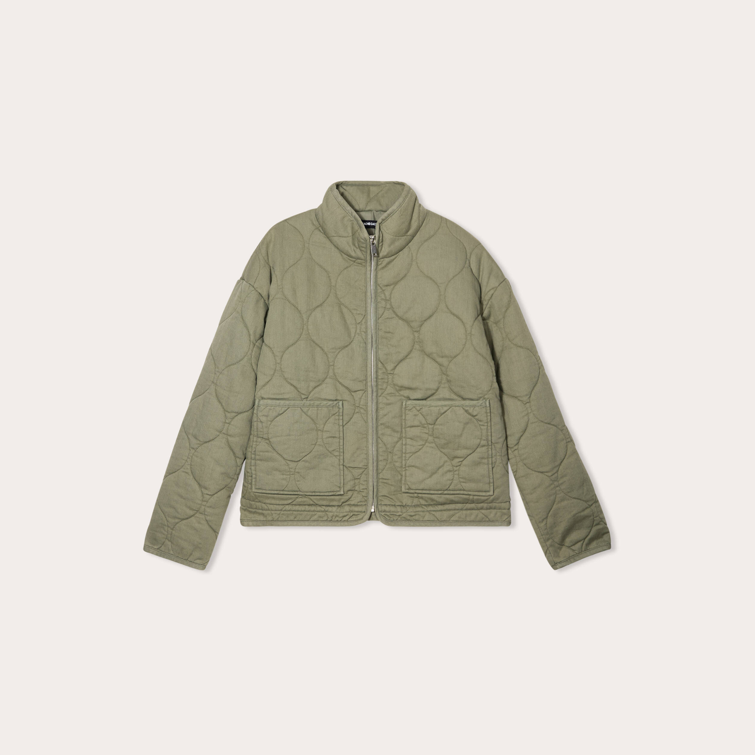 Veste matelass&eacute;e zipp&eacute;e vert kaki femme