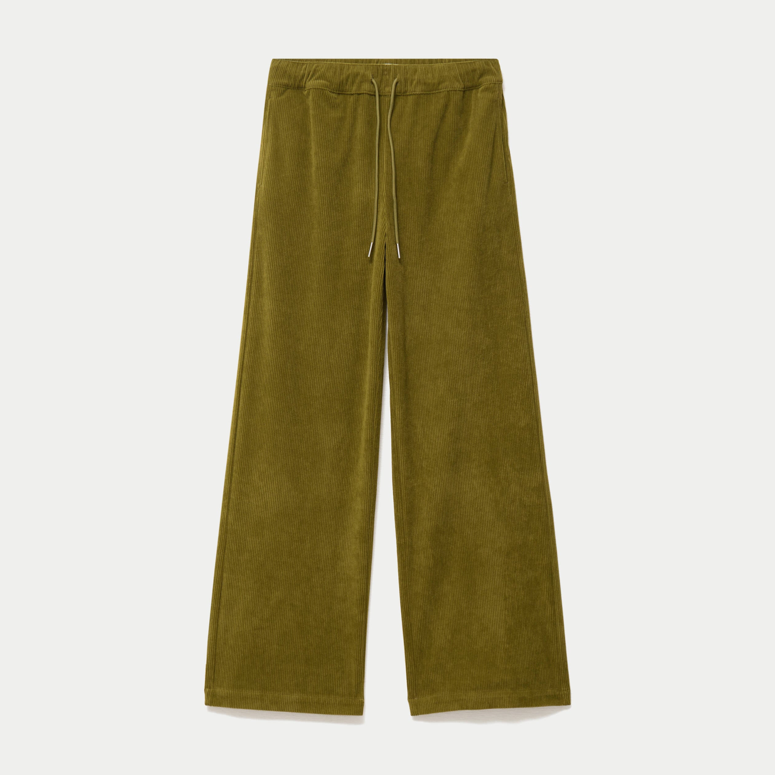 Pantalon bootcut taille standard velours vert kaki femme