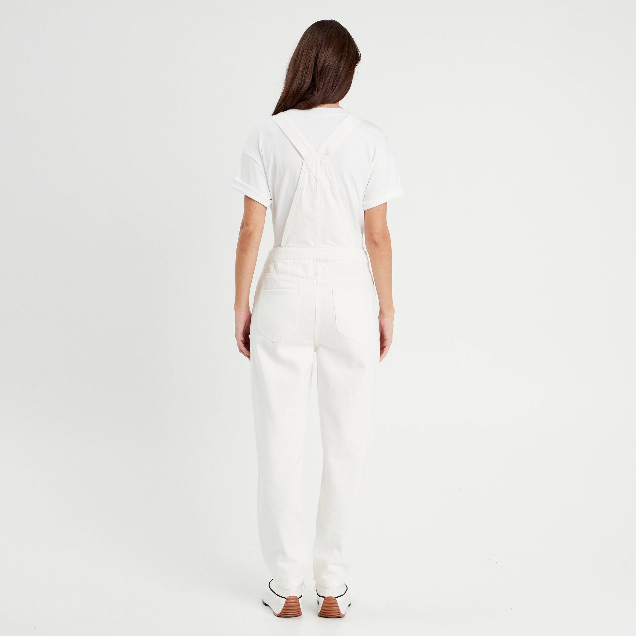 salopette droite en jean ecru femme Salopette droite en jean ecru femme