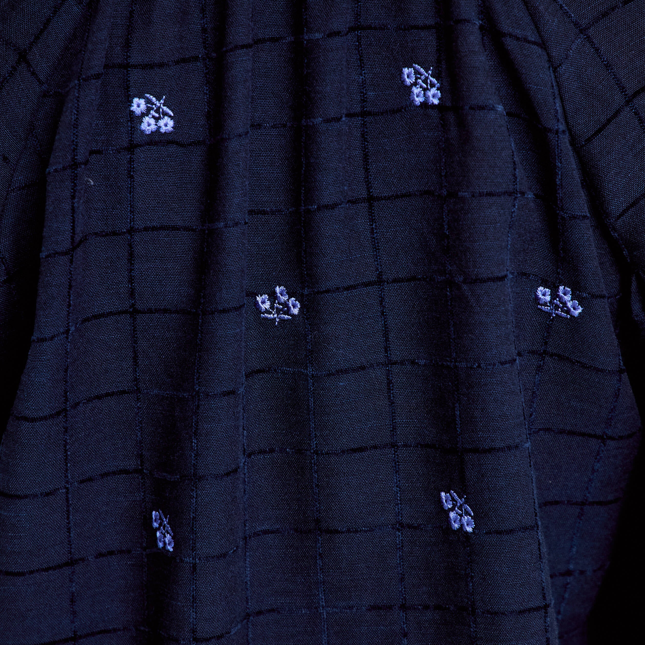 Blouse avec broderie bleu fonc&eacute; femme