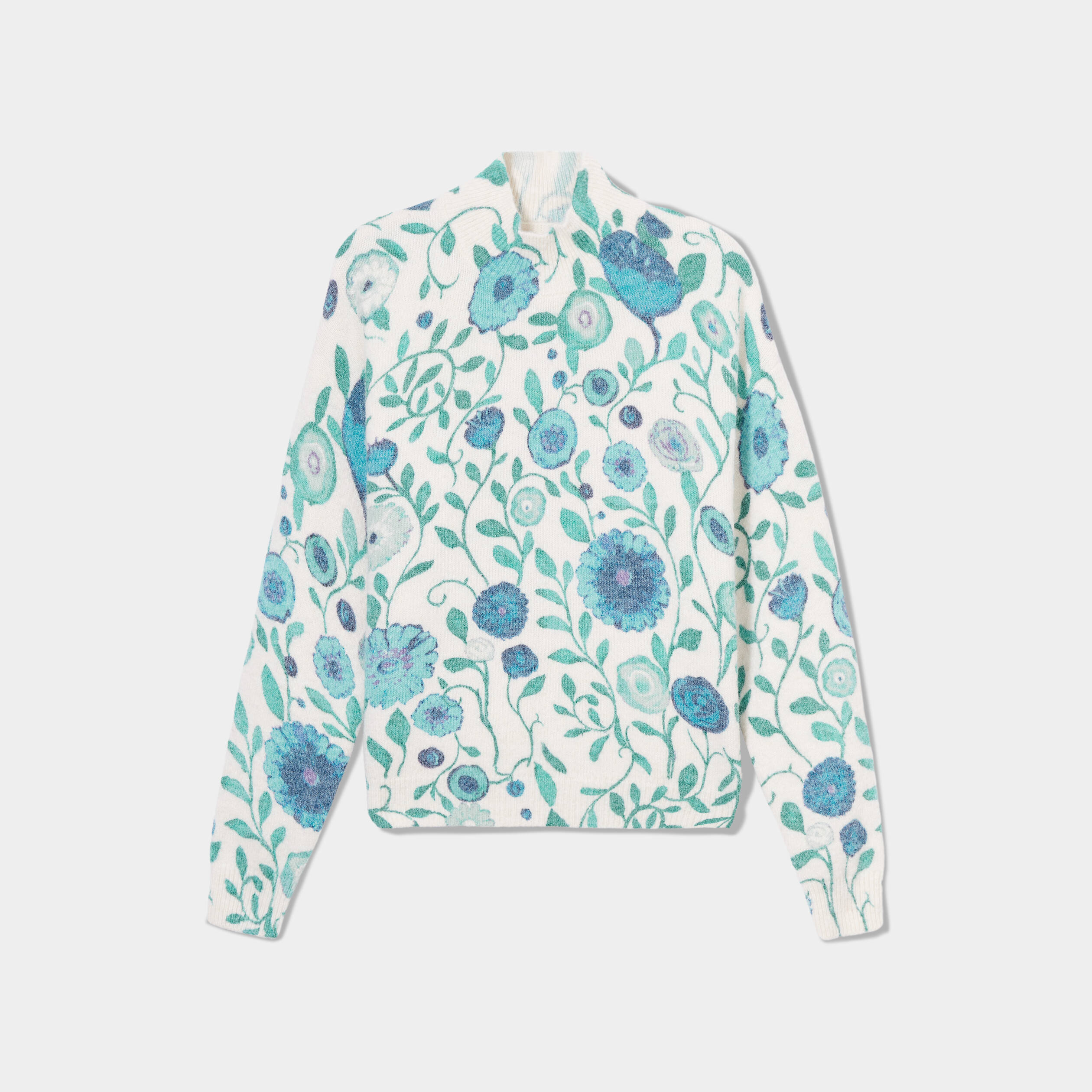 Pull col montant beige femme