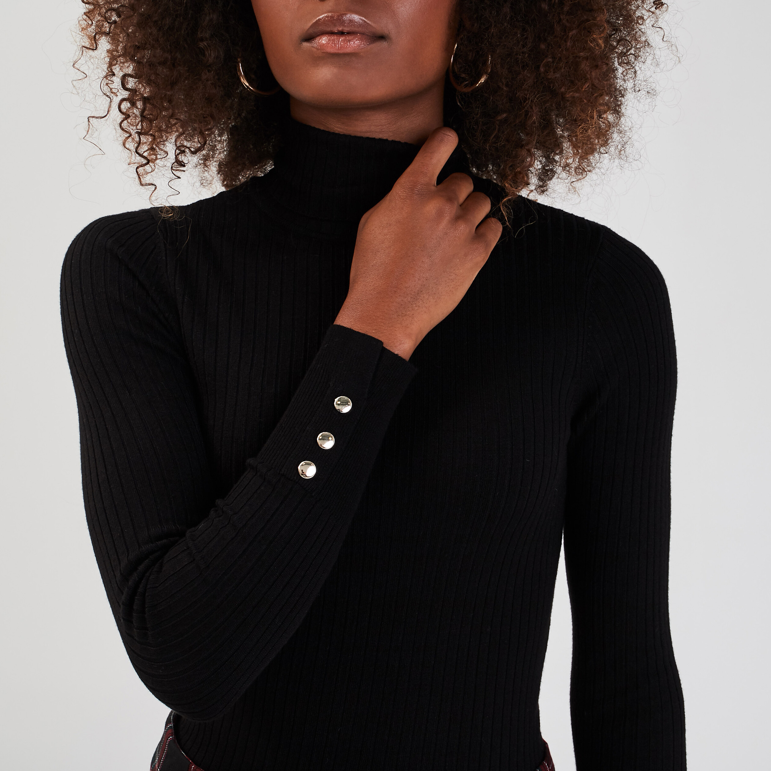 Pull col roulé noir femme - DistriCenter