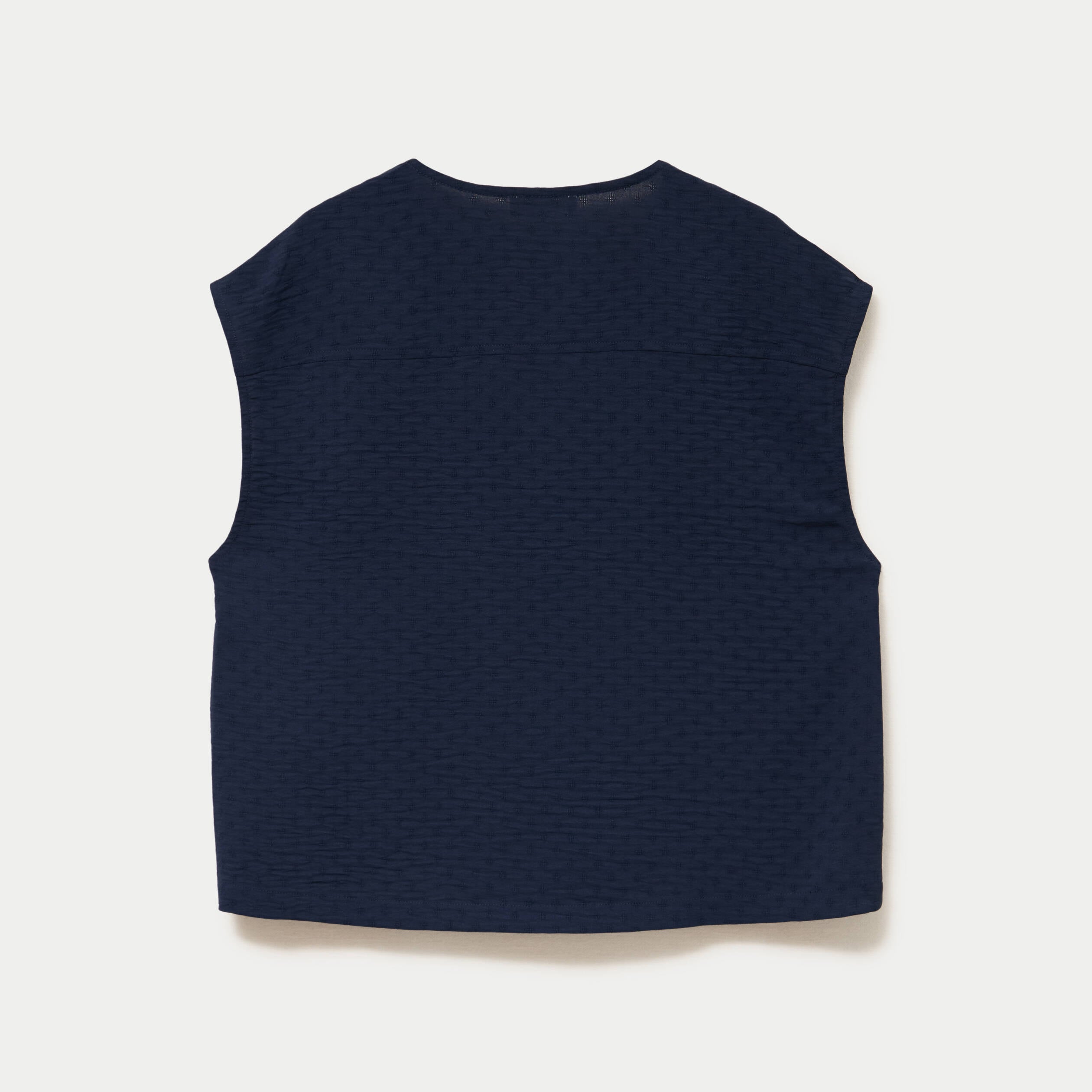 Blouse droite sans manches col v bleu marine femme