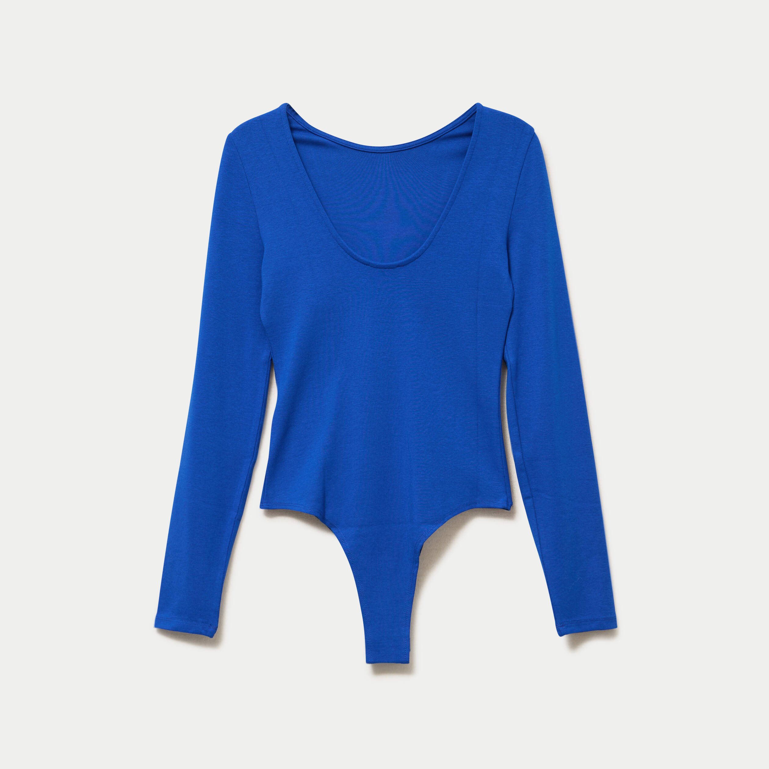 Body cintr&eacute; manches longues bateau bleu electrique femme