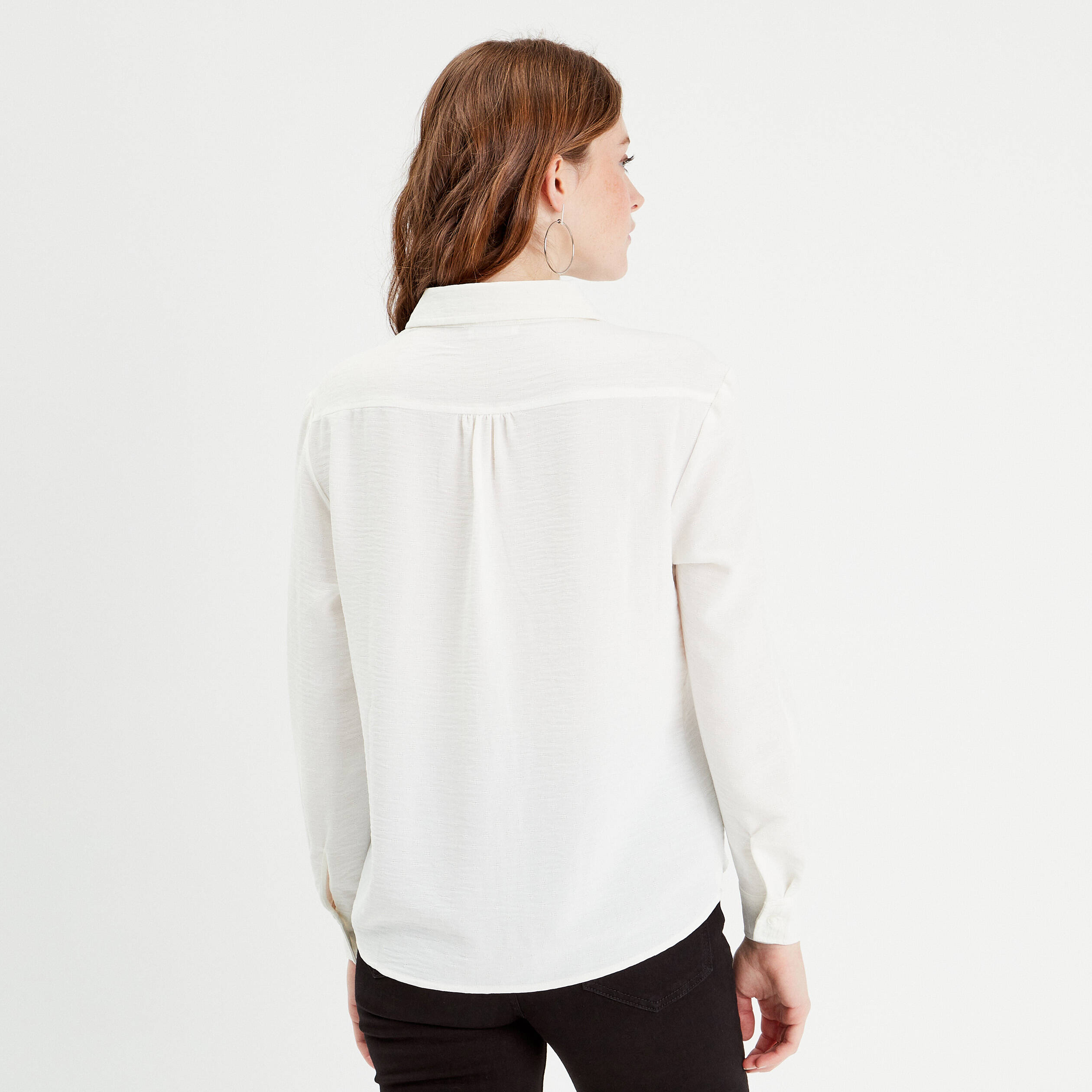 chemise manches longues ecru femme Chemise manches longues ecru femme