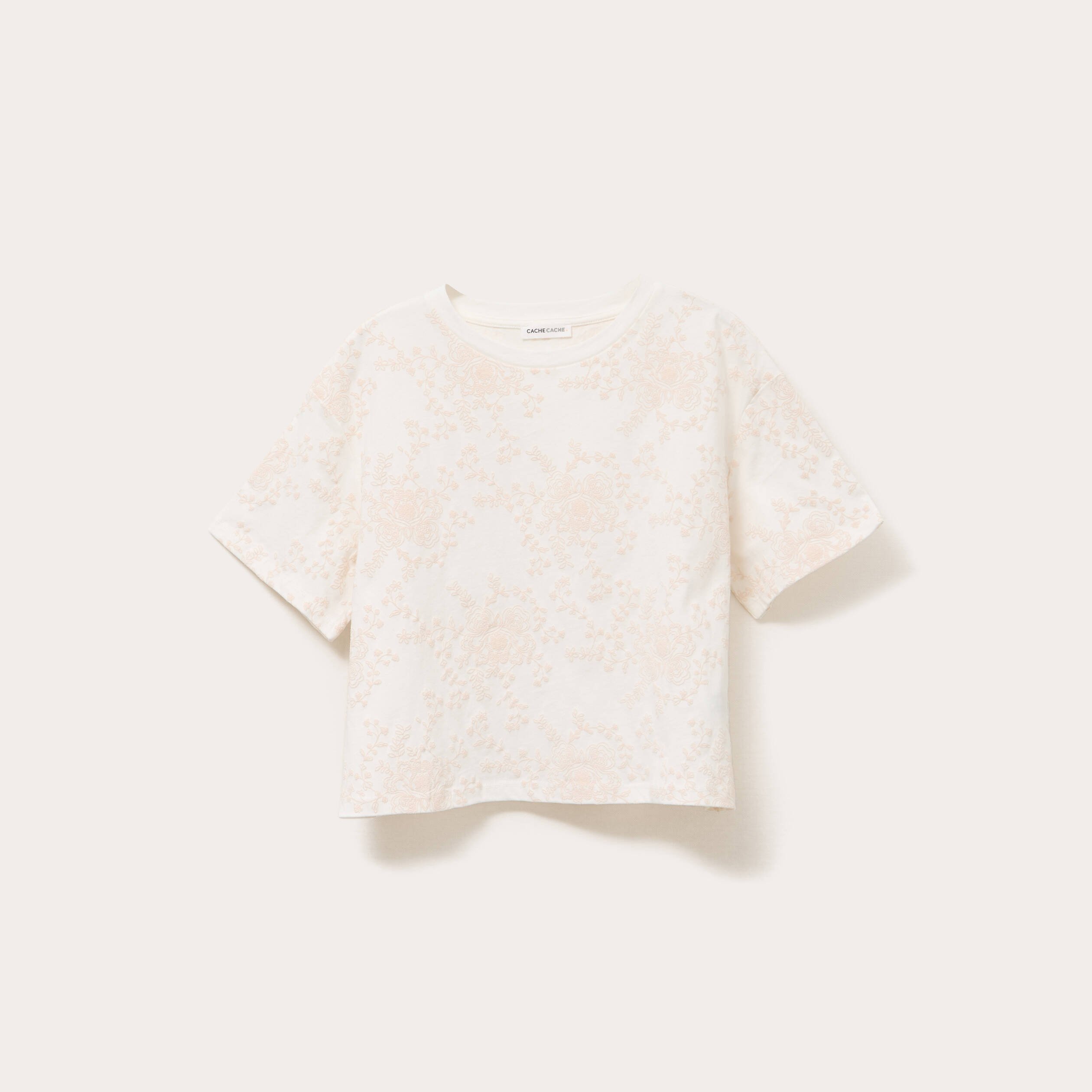 T-shirt manches courtes ecru femme