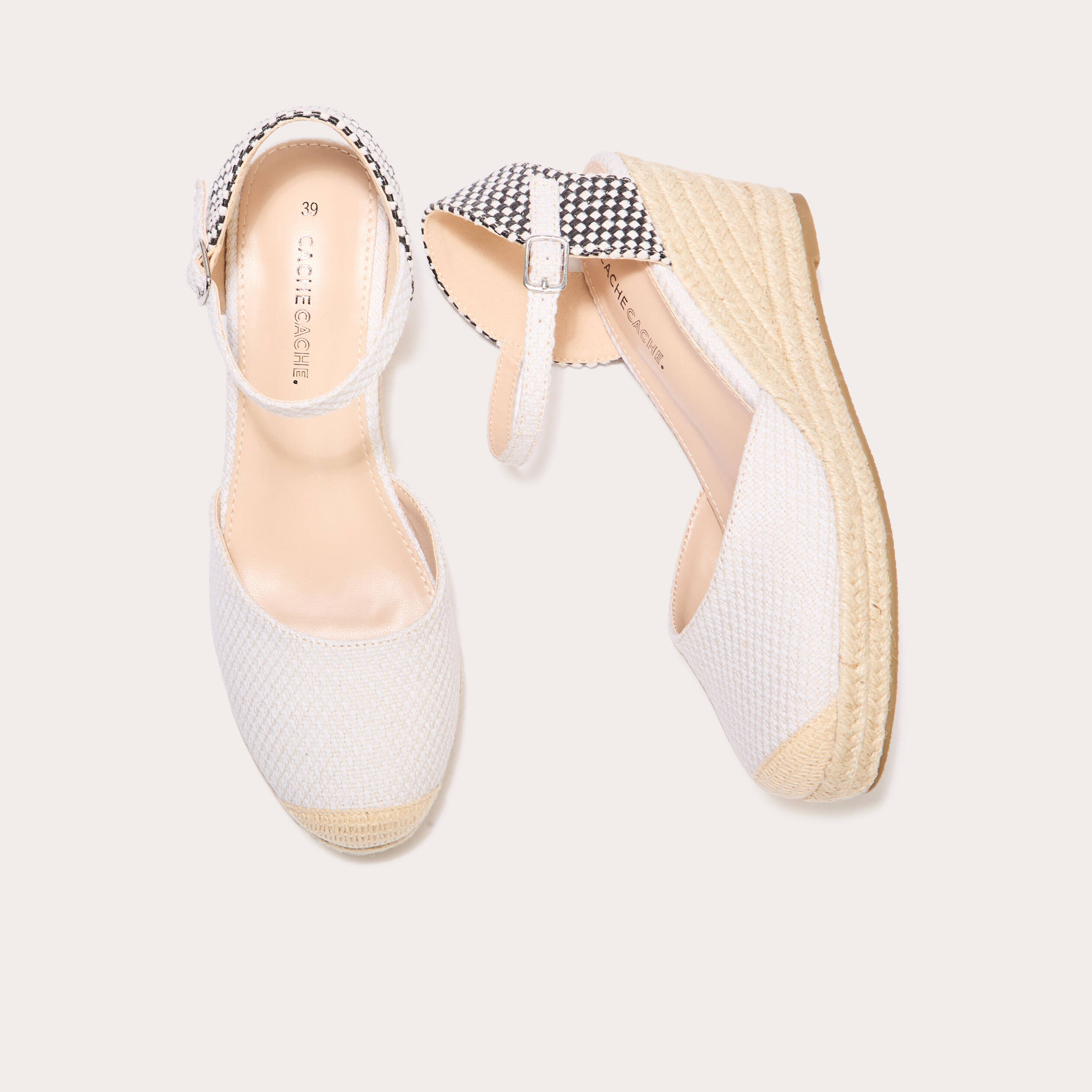 Espadrilles compens&eacute;es sable femme